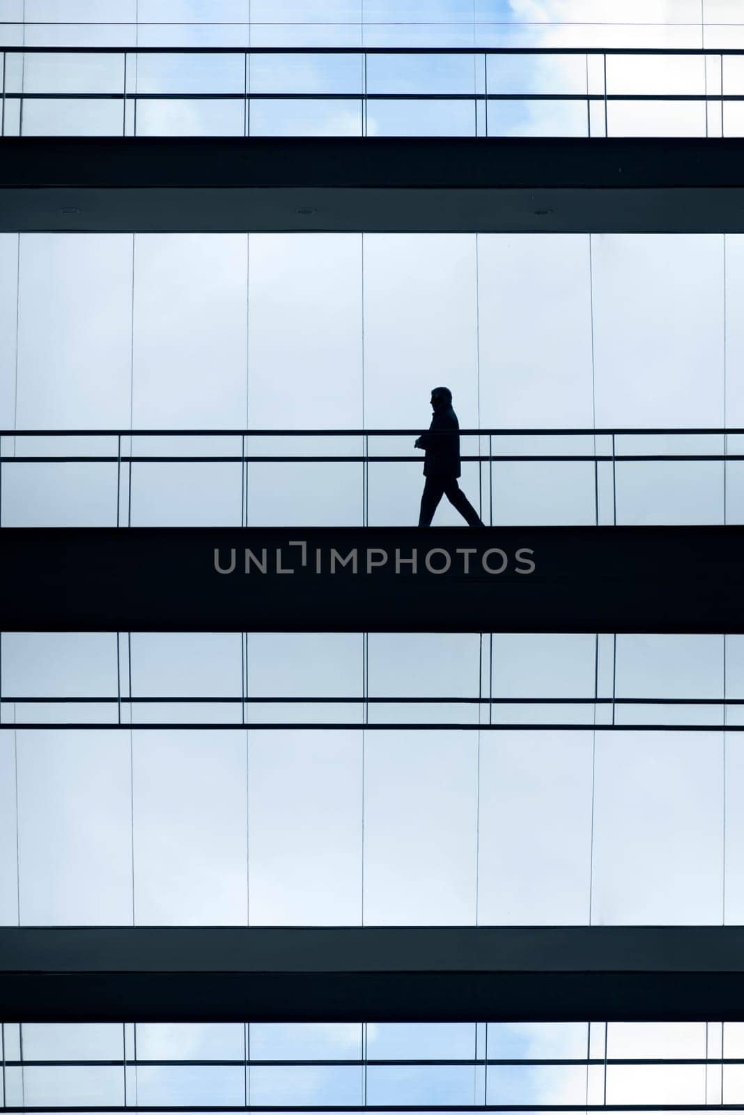 man inside a modern office building