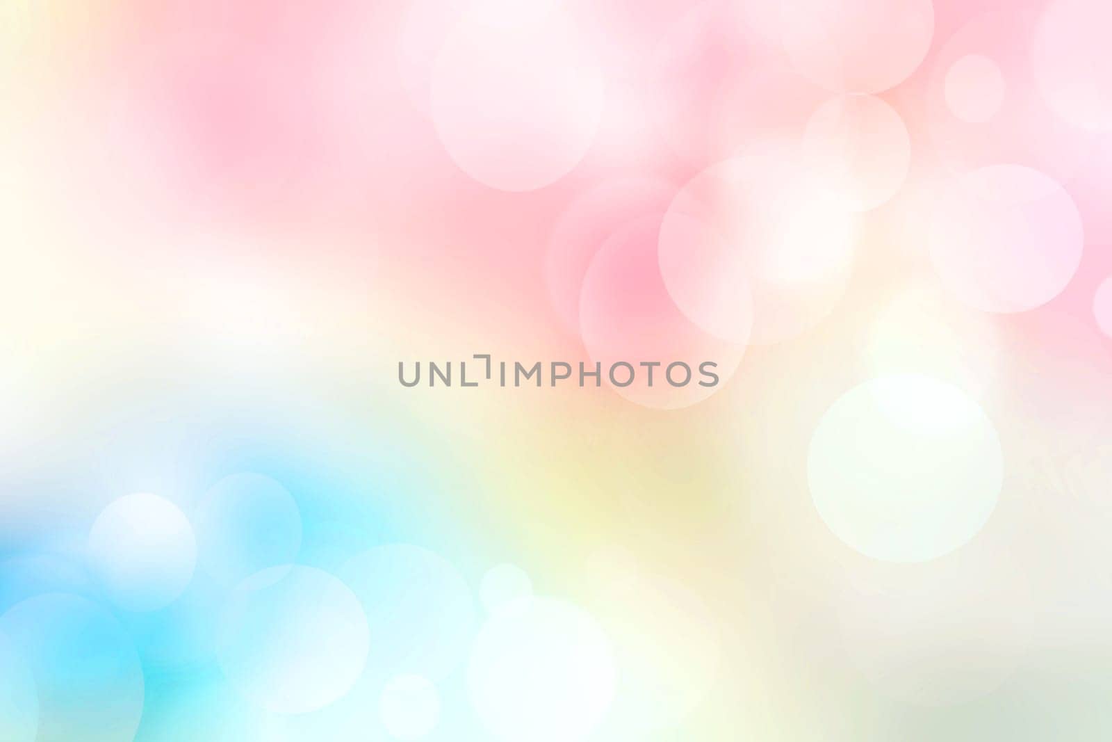 Abstract blurred vivid spring summer light delicate pastel blue orange yellow bokeh background texture with bright soft color circles. Card concept. Beautiful backdrop illustration.