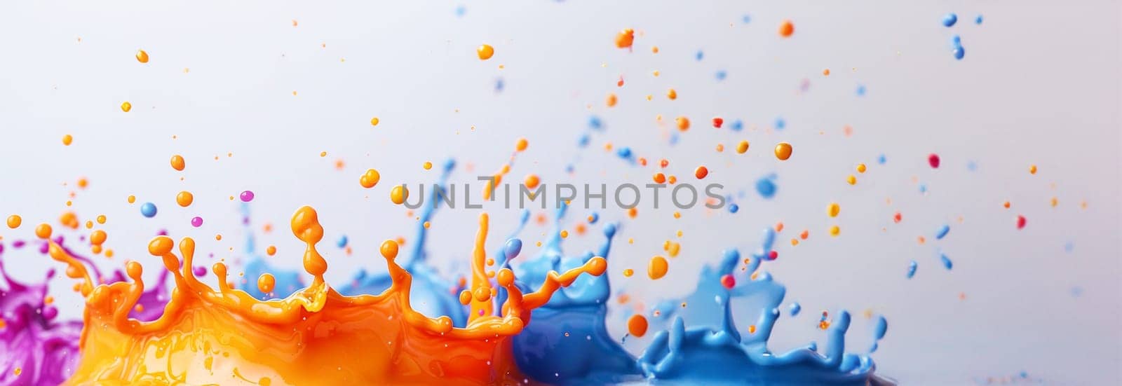 Colored paint splashes in water various colors. 4k video. Fluid art abstract texture. Colorful Paint Splashes in Super Slow Motion Isolated on White Background, Copy space