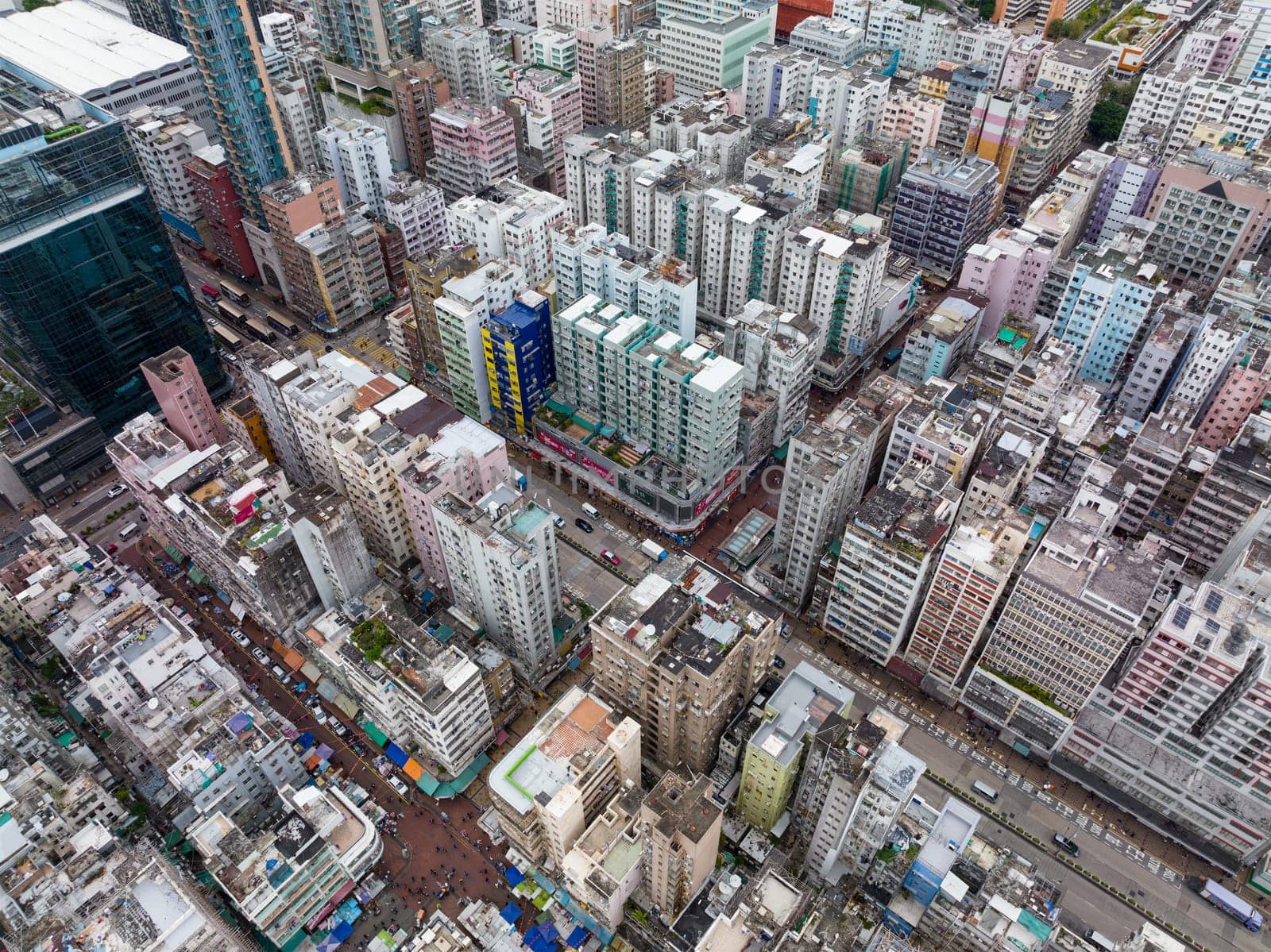 Sham Shui Po, Hong Kong 22 November 2021: Top down view of Hong Kong city