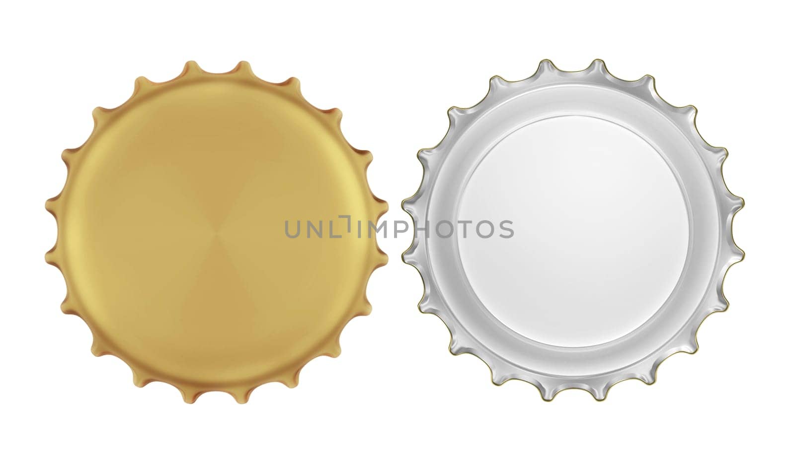 Golden bottle cap isolated on white background
