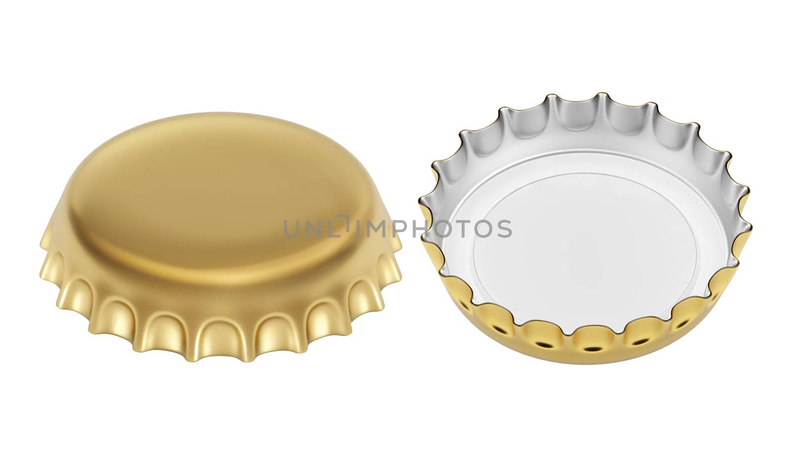 Golden bottle cap isolated on white background