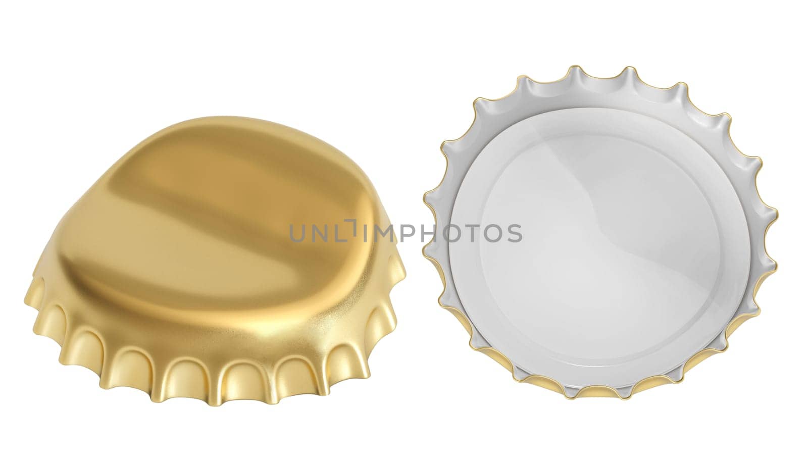 Golden bottle cap isolated on white background