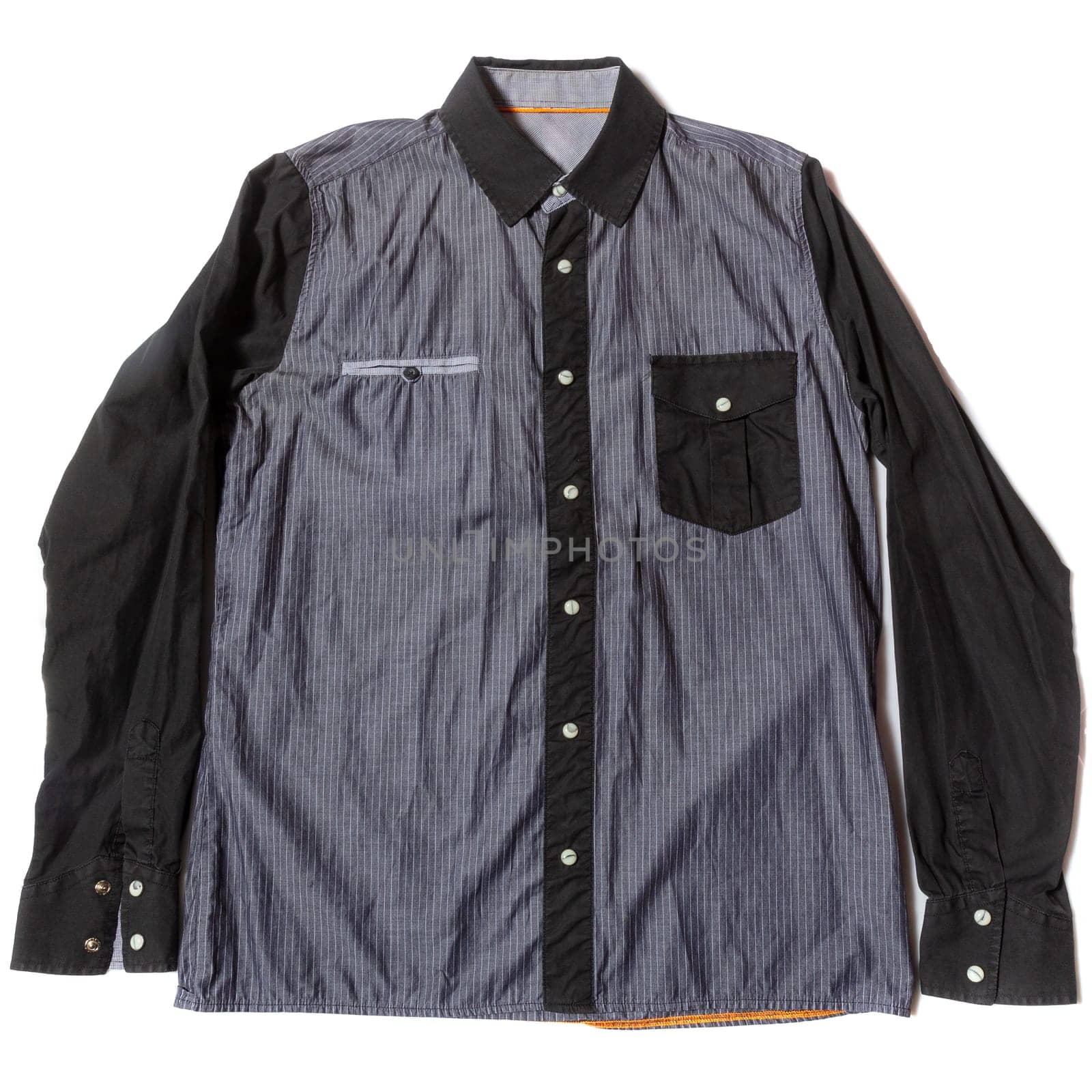 Men's stylish long sleeve shirt on white background