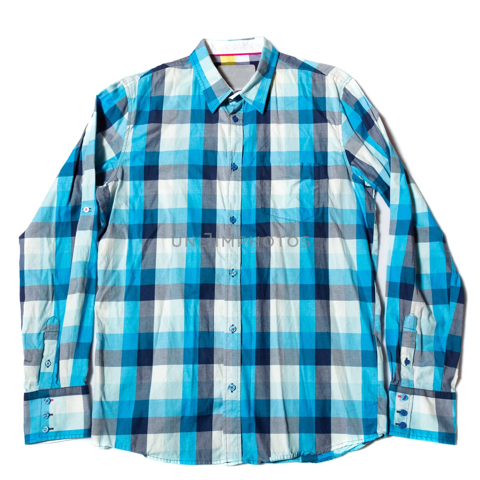 Men's casual long-sleeved shirt on white background