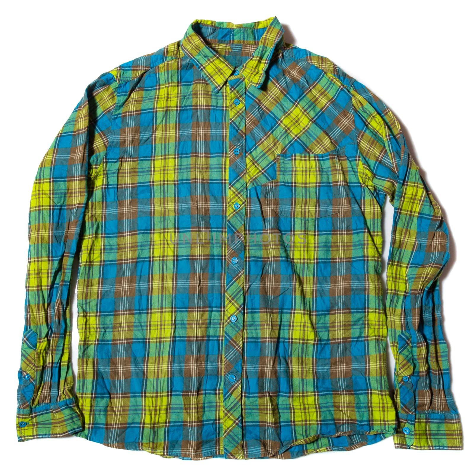 Men's casual long-sleeved shirt on white background