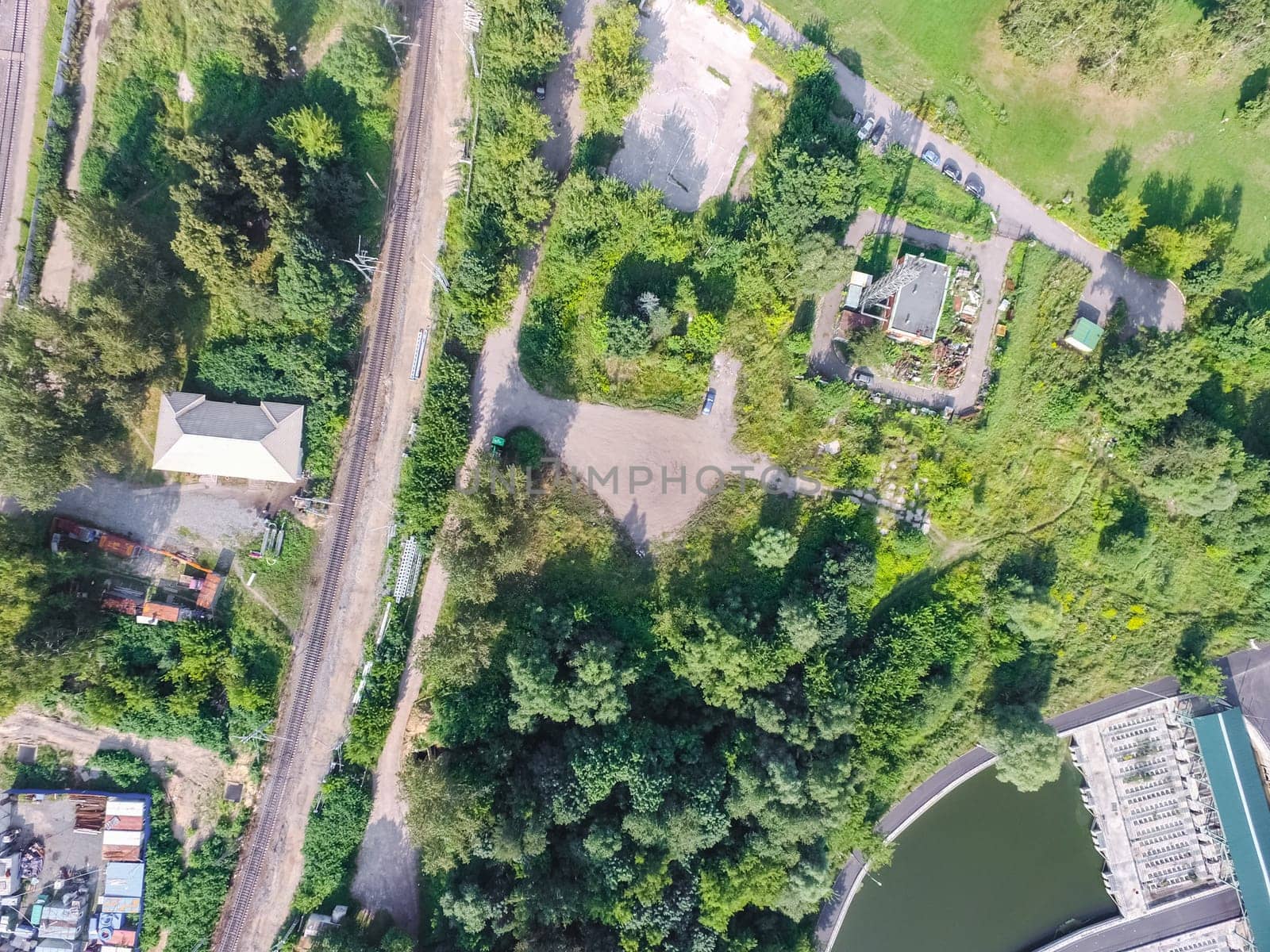 Top view of the city of Moscow, buildings and roads and other infrastructure of the city. Cityscape view from above.