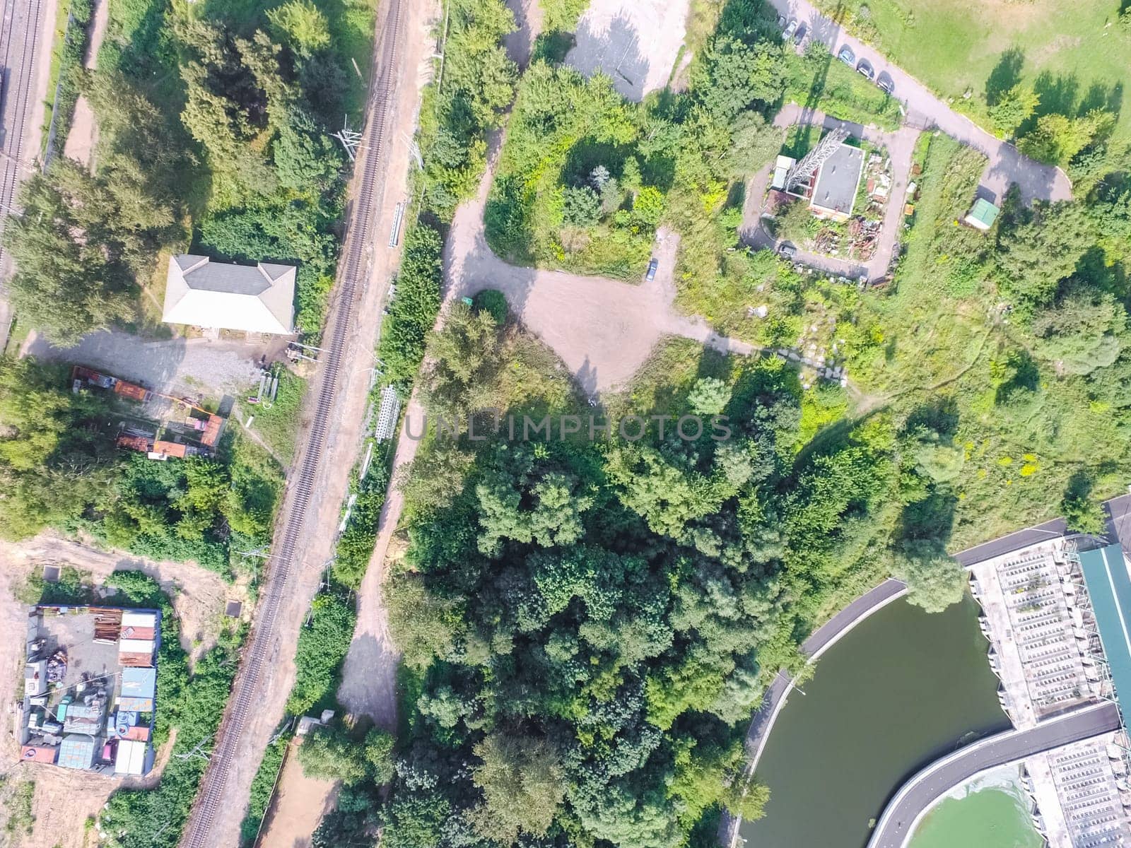 Top view of the city of Moscow, buildings and roads and other infrastructure of the city. Cityscape view from above.