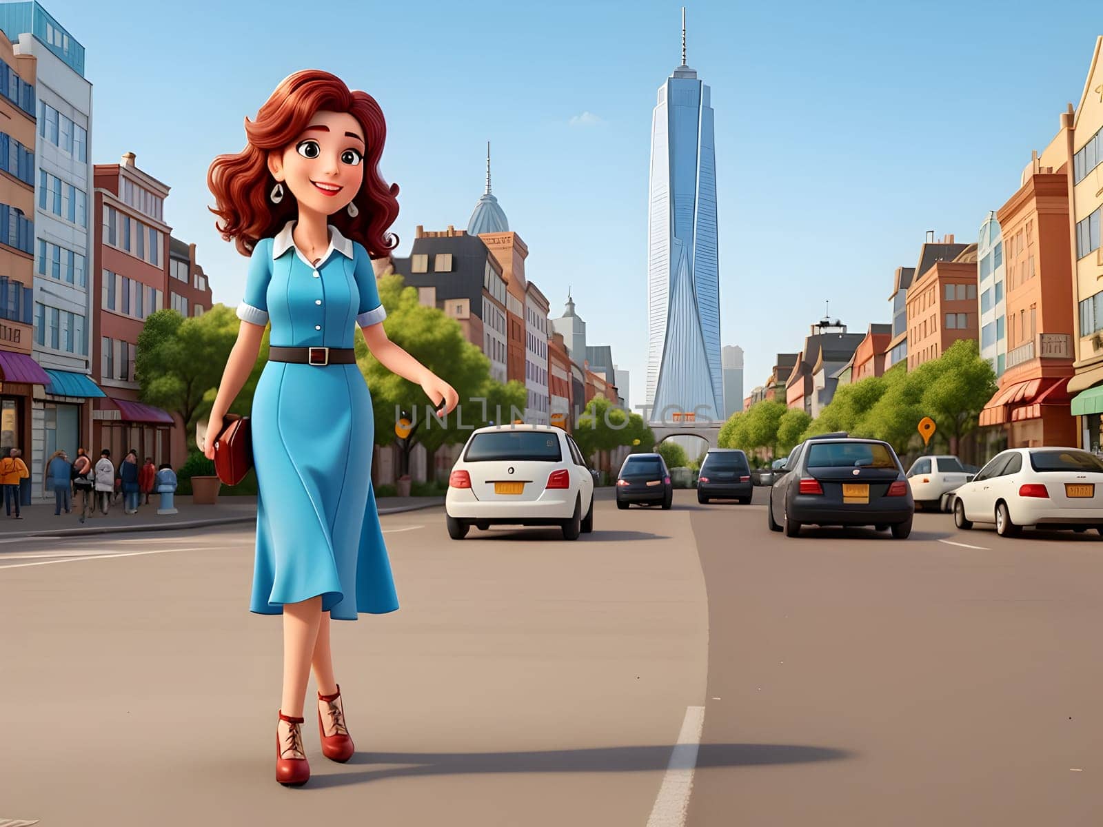 Girl cartoon in the city