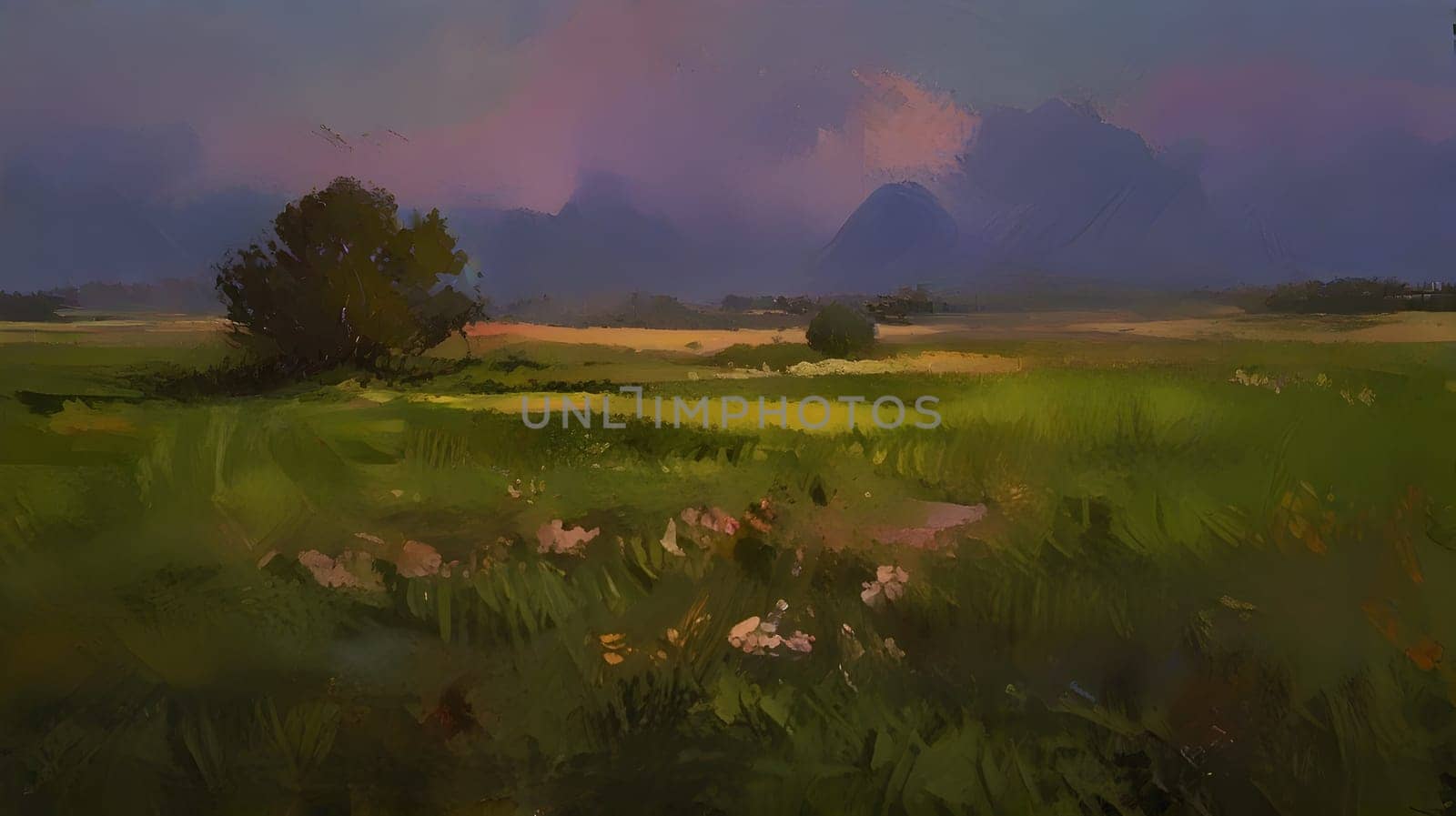 Oil painting of the nature landscape