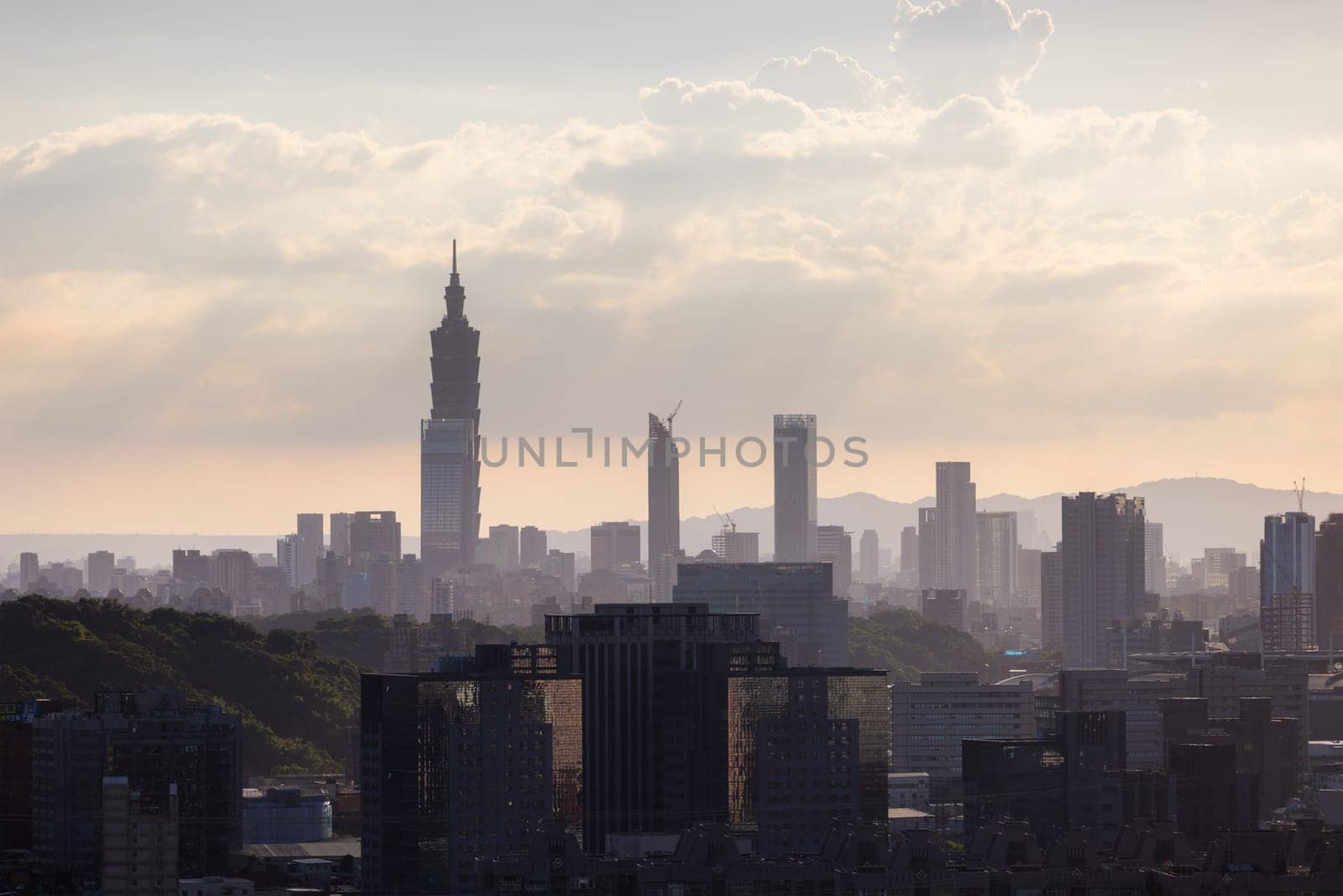 Taipei, Taiwan 23 September 2023: Taipei city at sunset