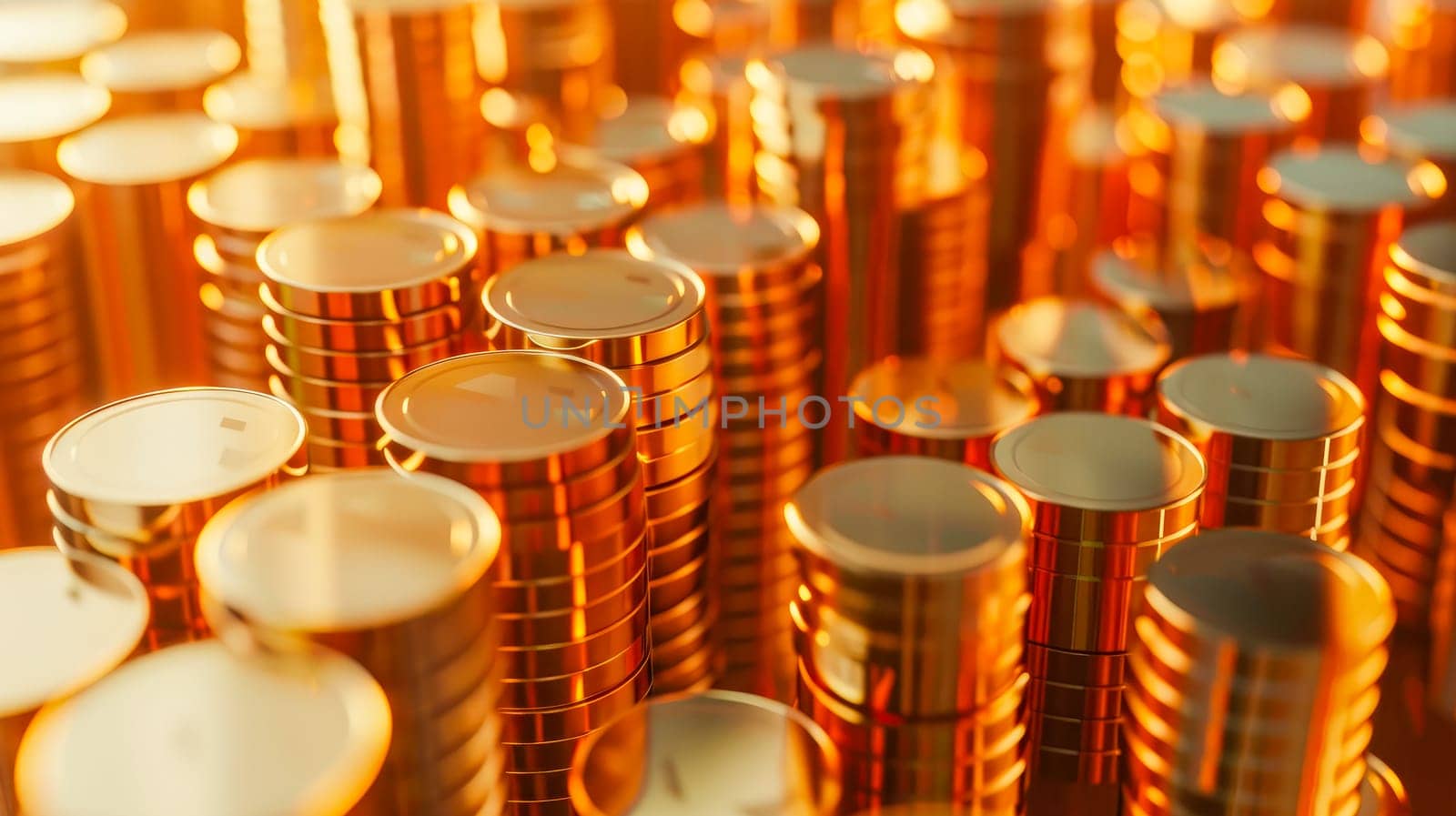 Stack of shiny gold coins, close-up view. Finance, investment and savings concept.  AI generated