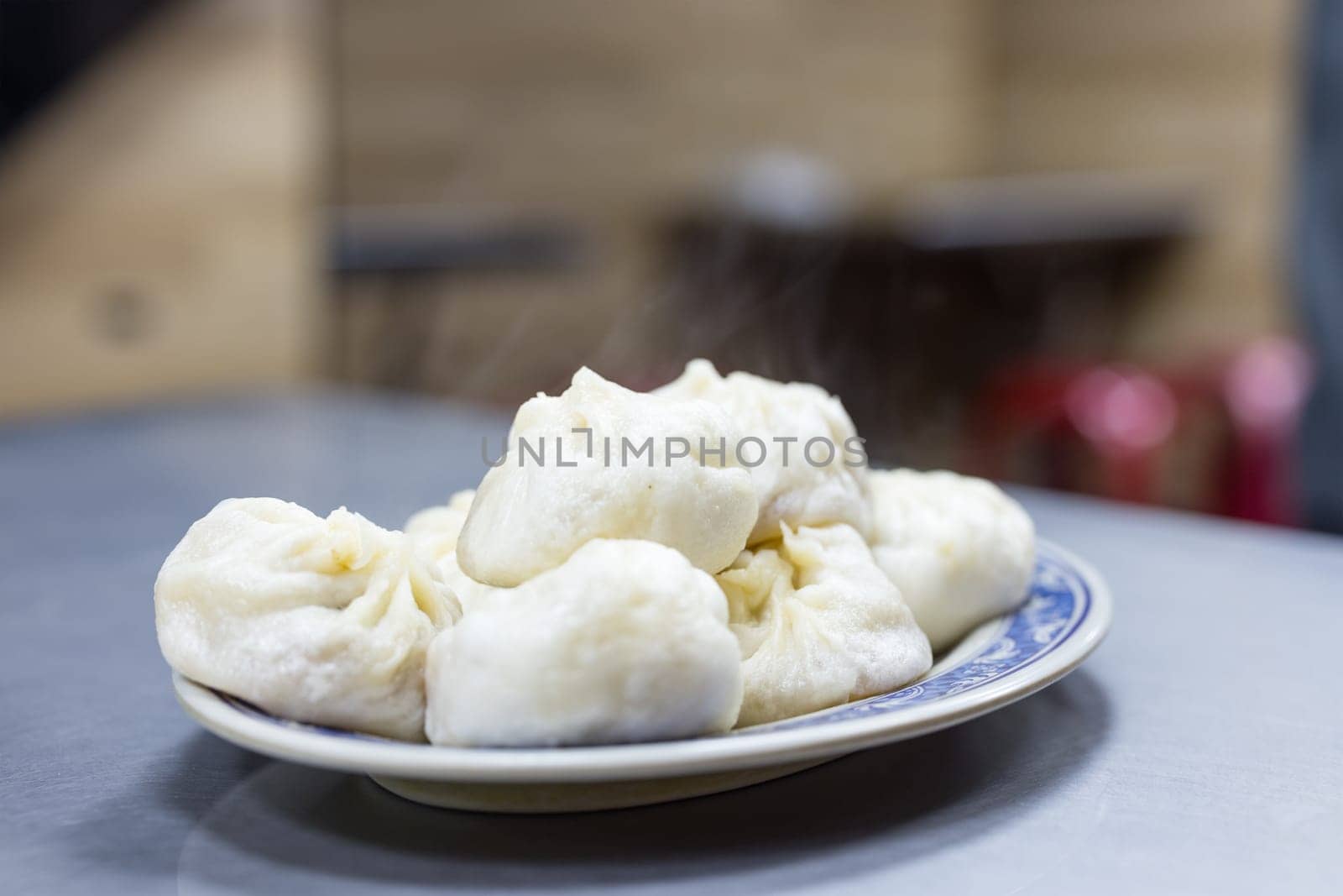 Steamed bun on the plate