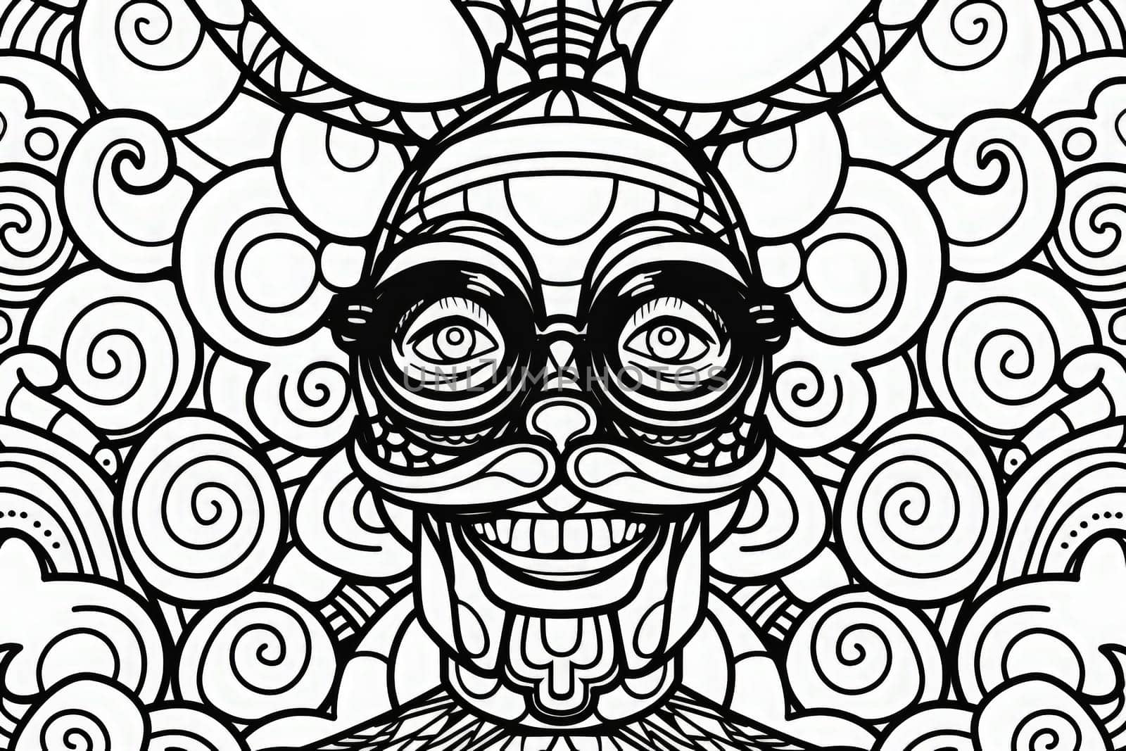 Detailed black and white drawing of a mustachioed man radiating charm and sophistication.
