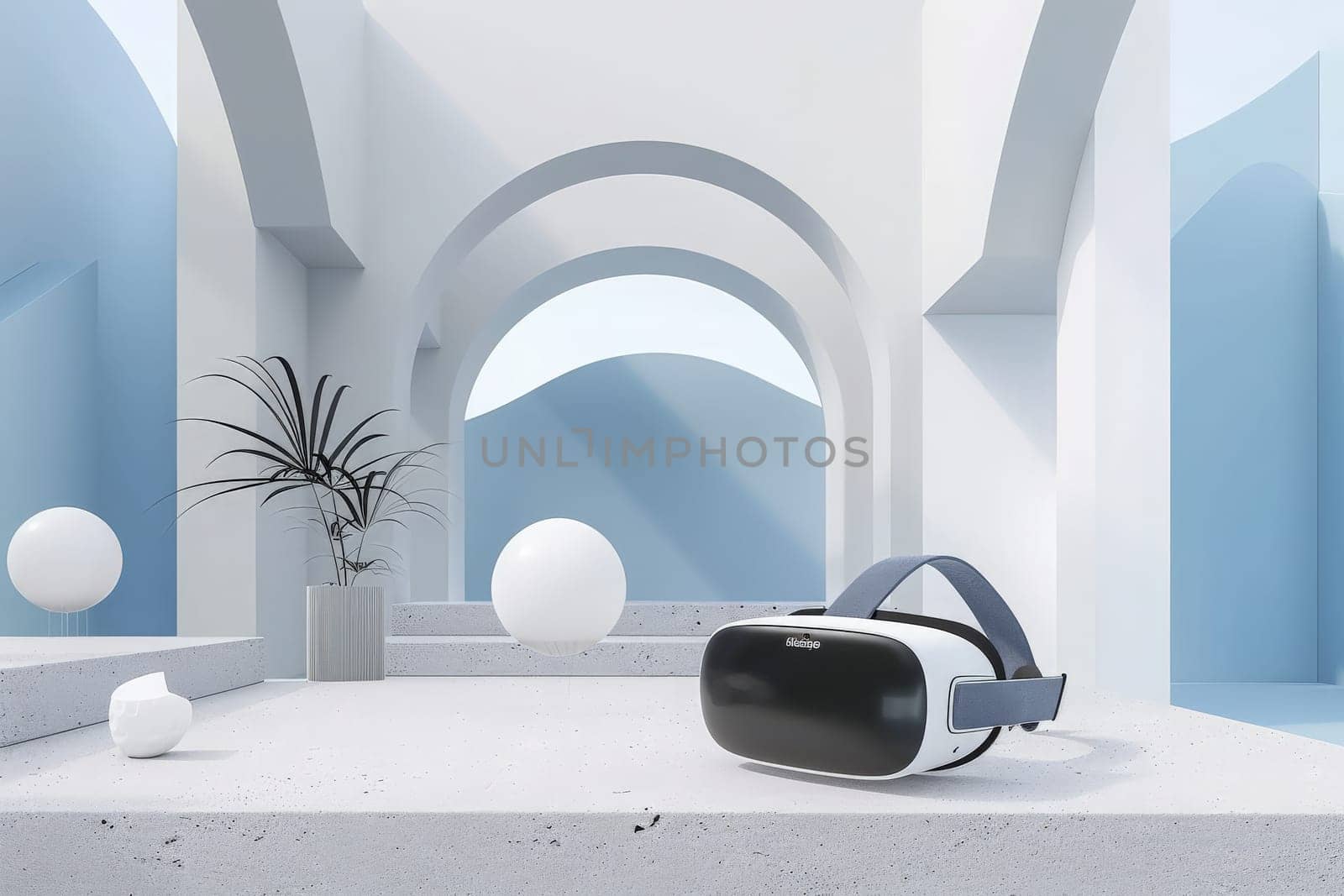 A virtual reality headset rests on a table, awaiting the next adventure to transport the user into a digital realm of endless possibilities.