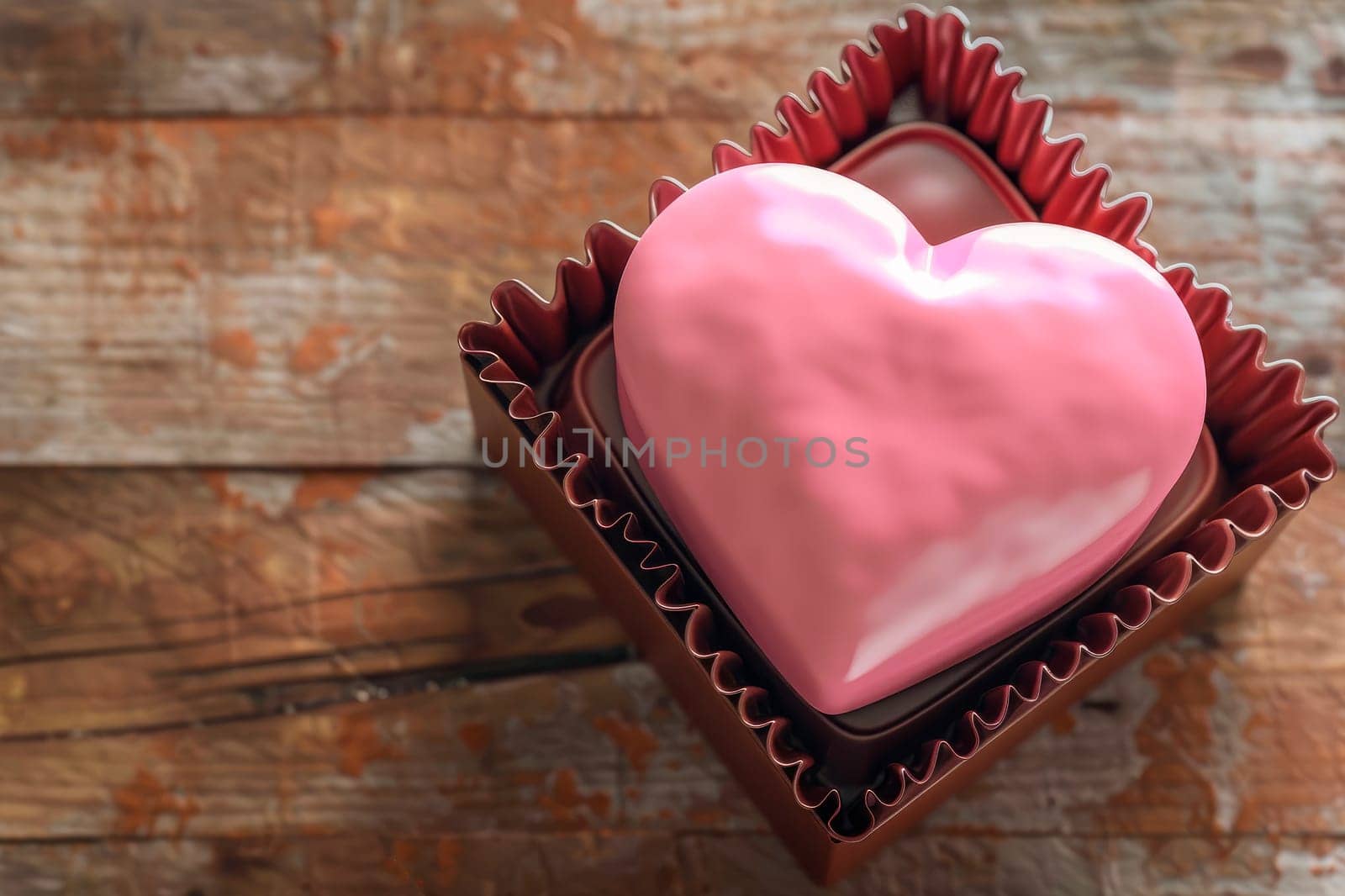 Decorated heart shaped cookie with a pink glaze. Love concept. AI generated