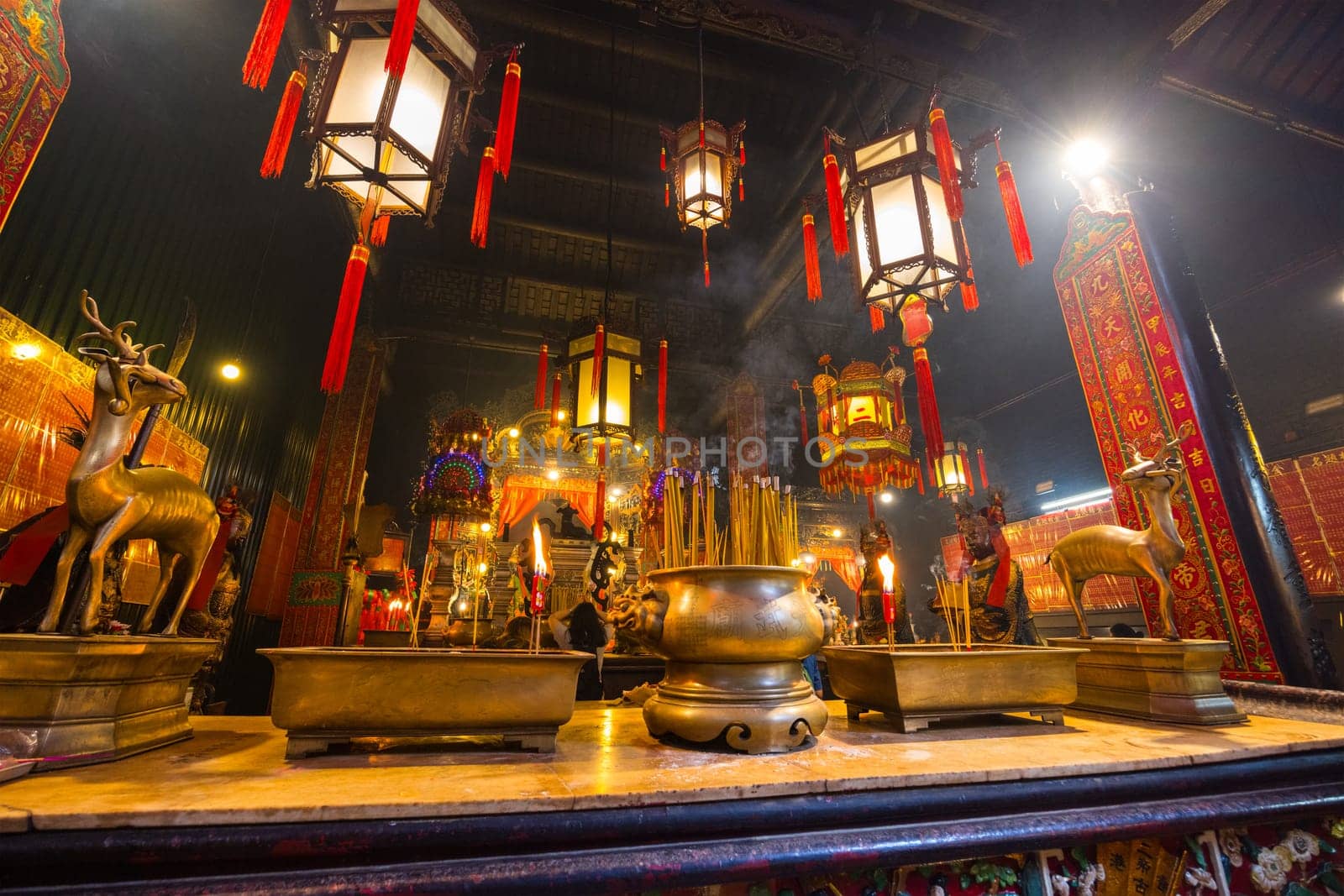 Hong Kong 01 April 2024: Man Mo Temple in Hong Kong city