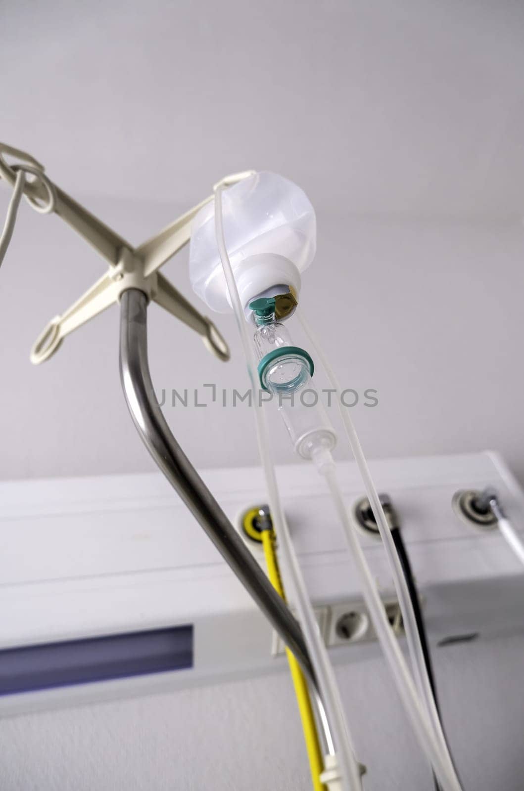 Detail of intravenous medication in a hospital, illness