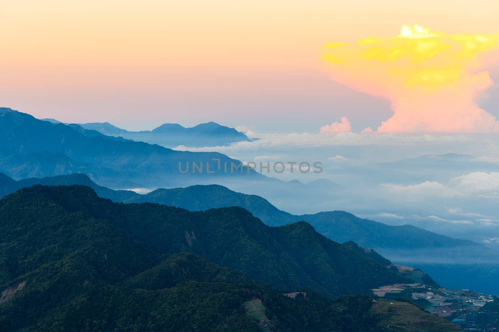 Beautiful mountain landscape at sunset