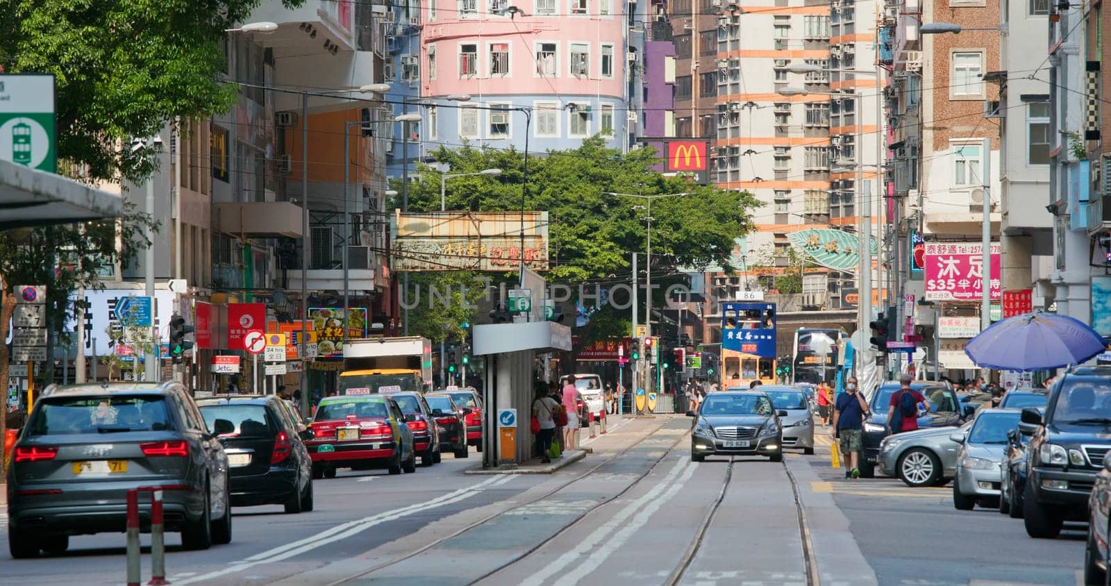 Wan Chai, Hong Kong 06 September 2020: Hong Kong city street