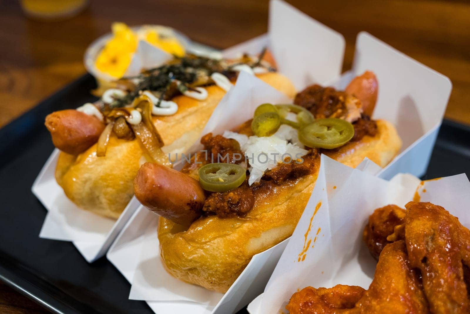 Hot dog with different sauce