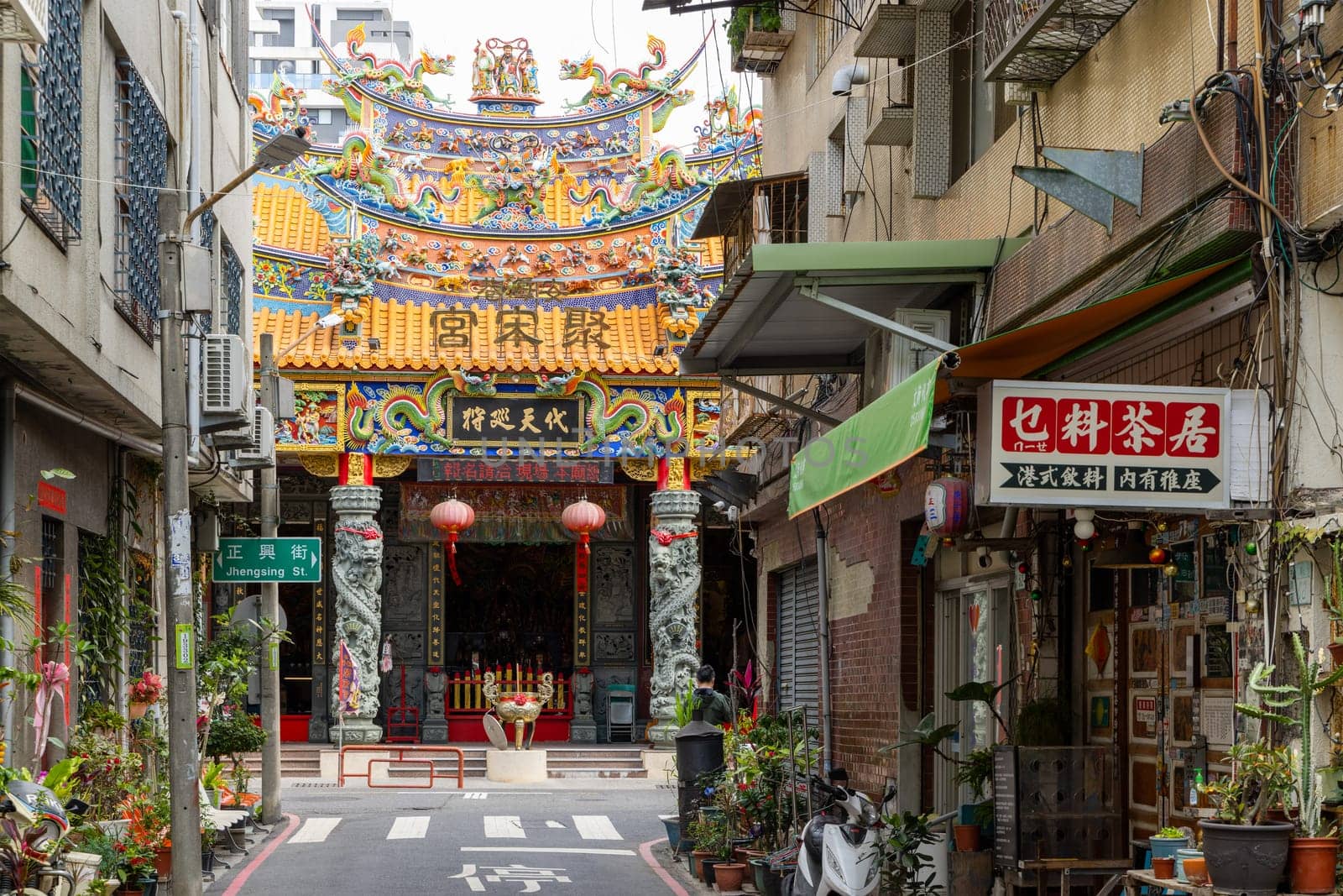 Tainan, Taiwan 21 February 2022: Traditional Taiwan temple