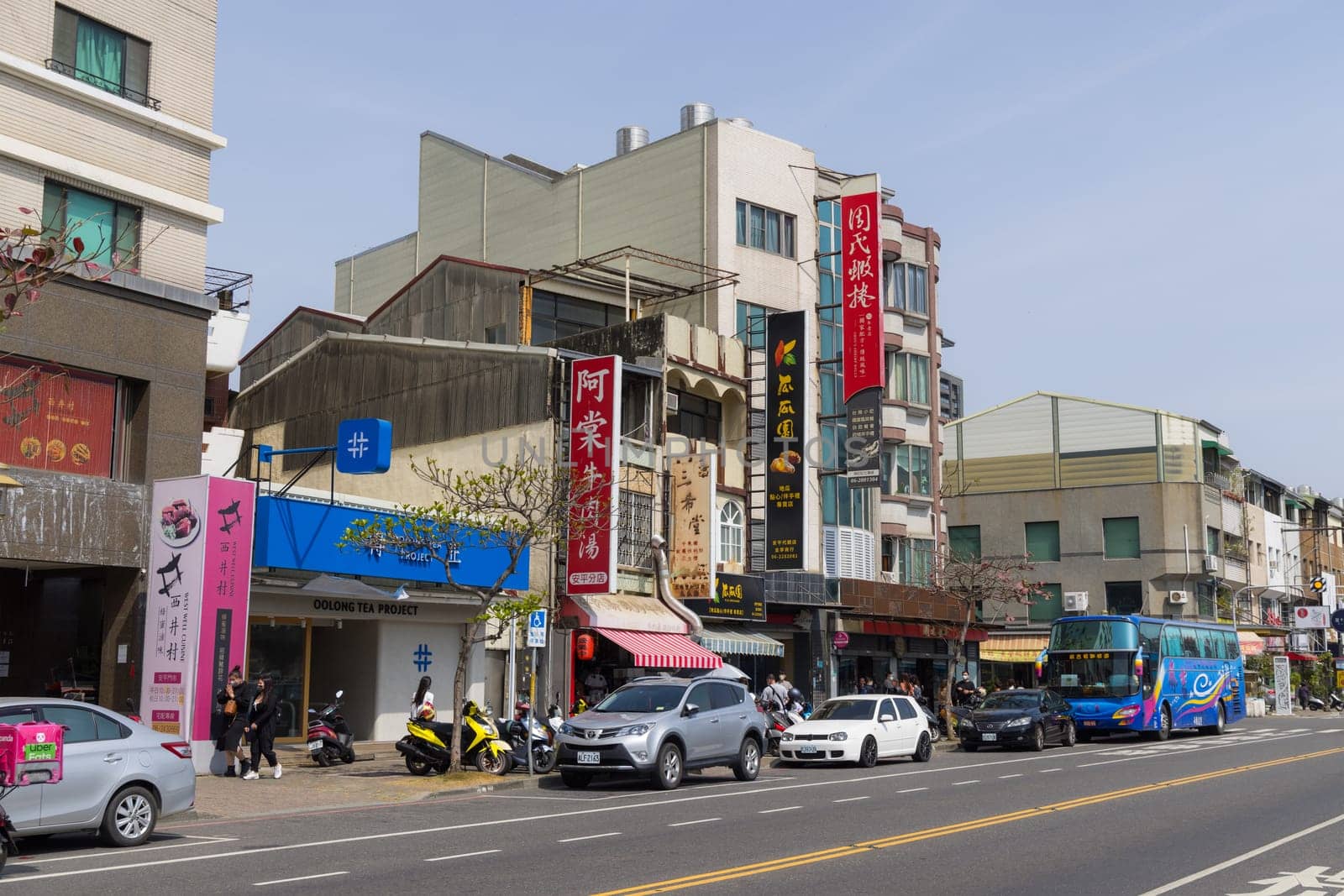 Tainan, Taiwan 21 February 2023: Tainan downtown city street