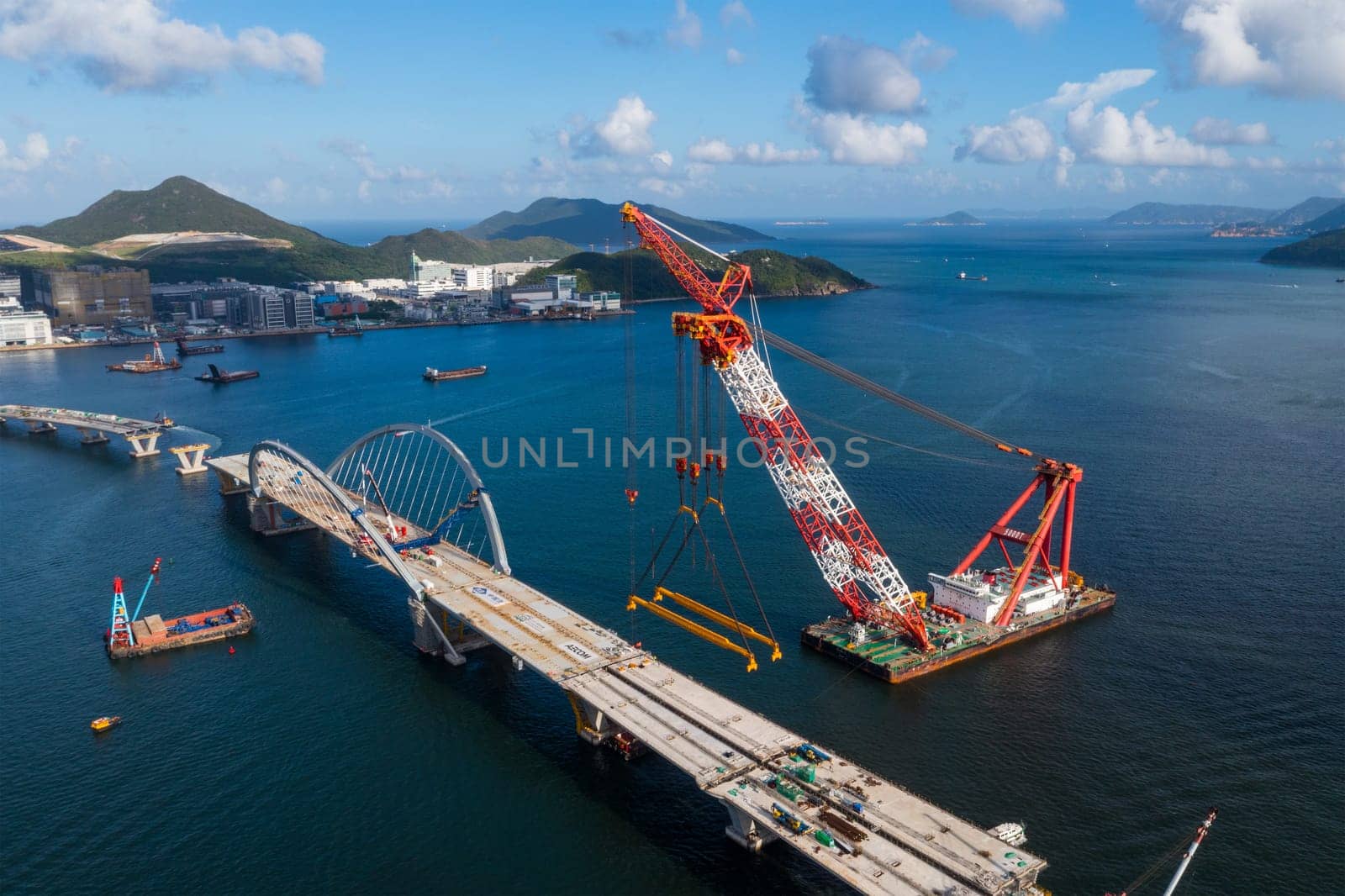 Tseung Kwan O, Hong Kong 07 June 2021: Cross harbor bridge under construction