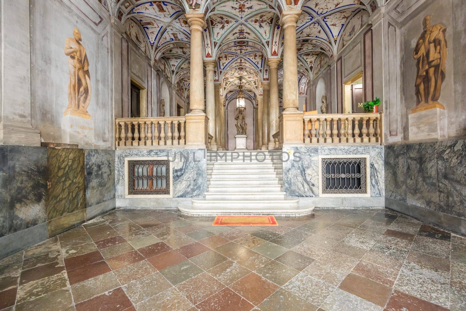 Genoa, Italy - 08 August 2023: interior of Gio Carlo Brignole Palace. Luxury ancient building, ca 1670