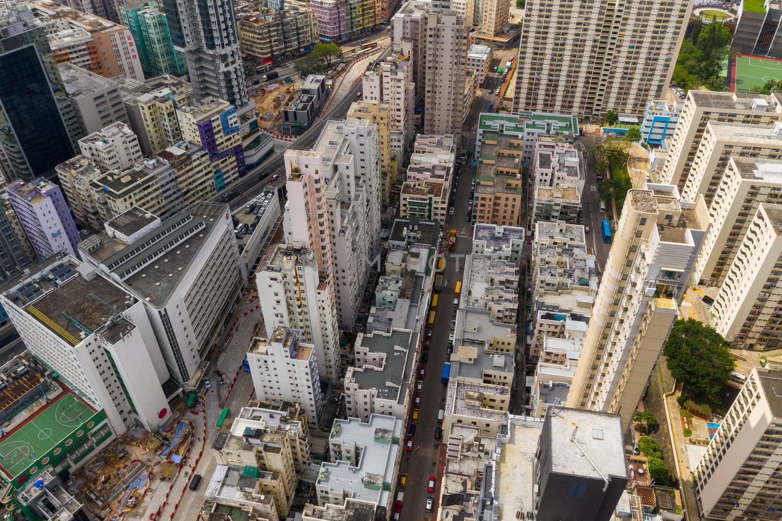 Hung Hom, Hong Kong 17 May 2019: Top view of Hong Kong city