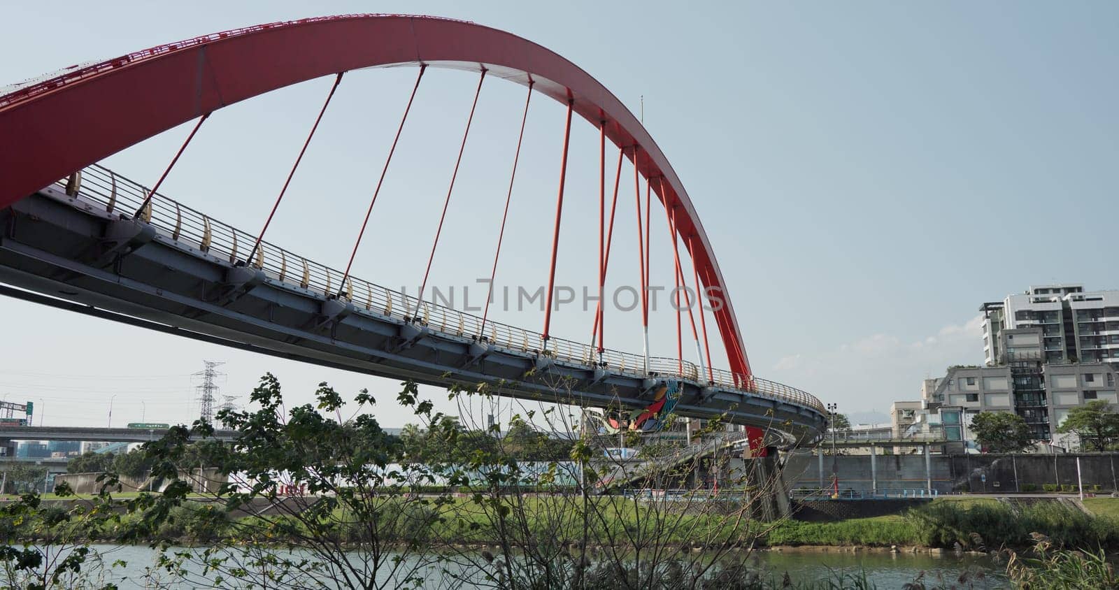 Taipei, Taiwan, 04 March 2022: Rainbow Bridge across the Keelung River