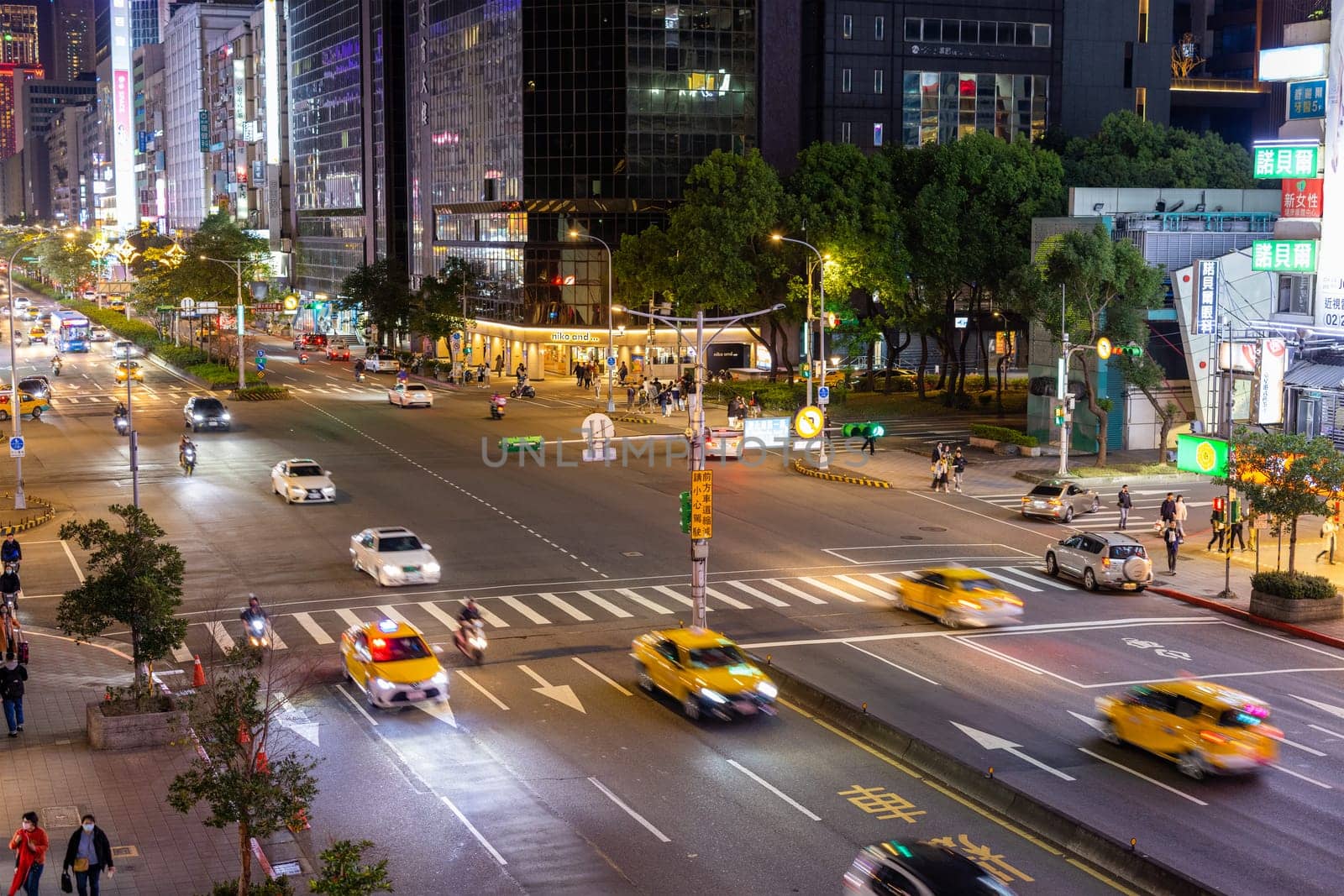 Taipei, Taiwan 24 May 2023: Taipei city street at night