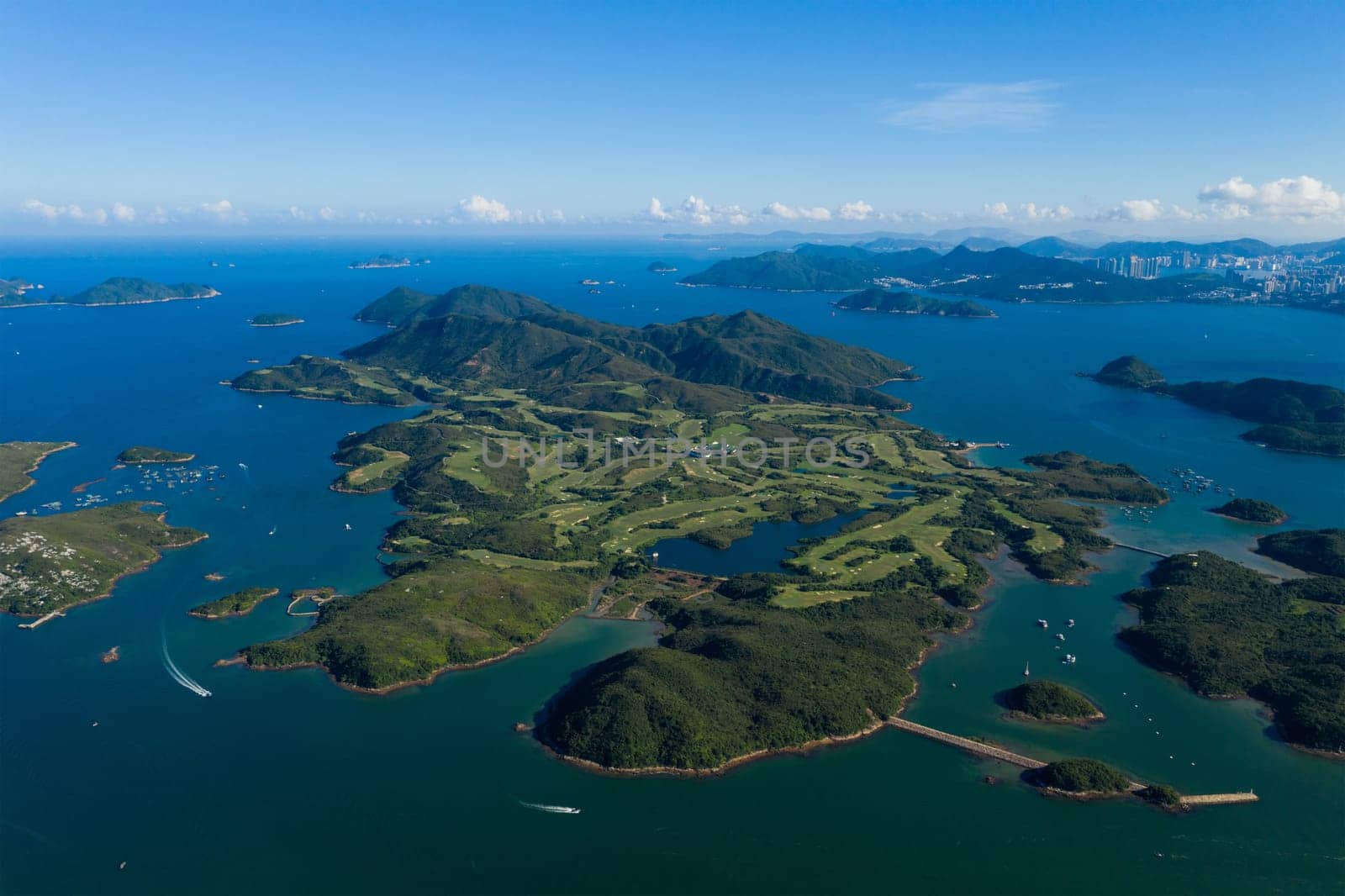 Beautiful island and sea ocean from top