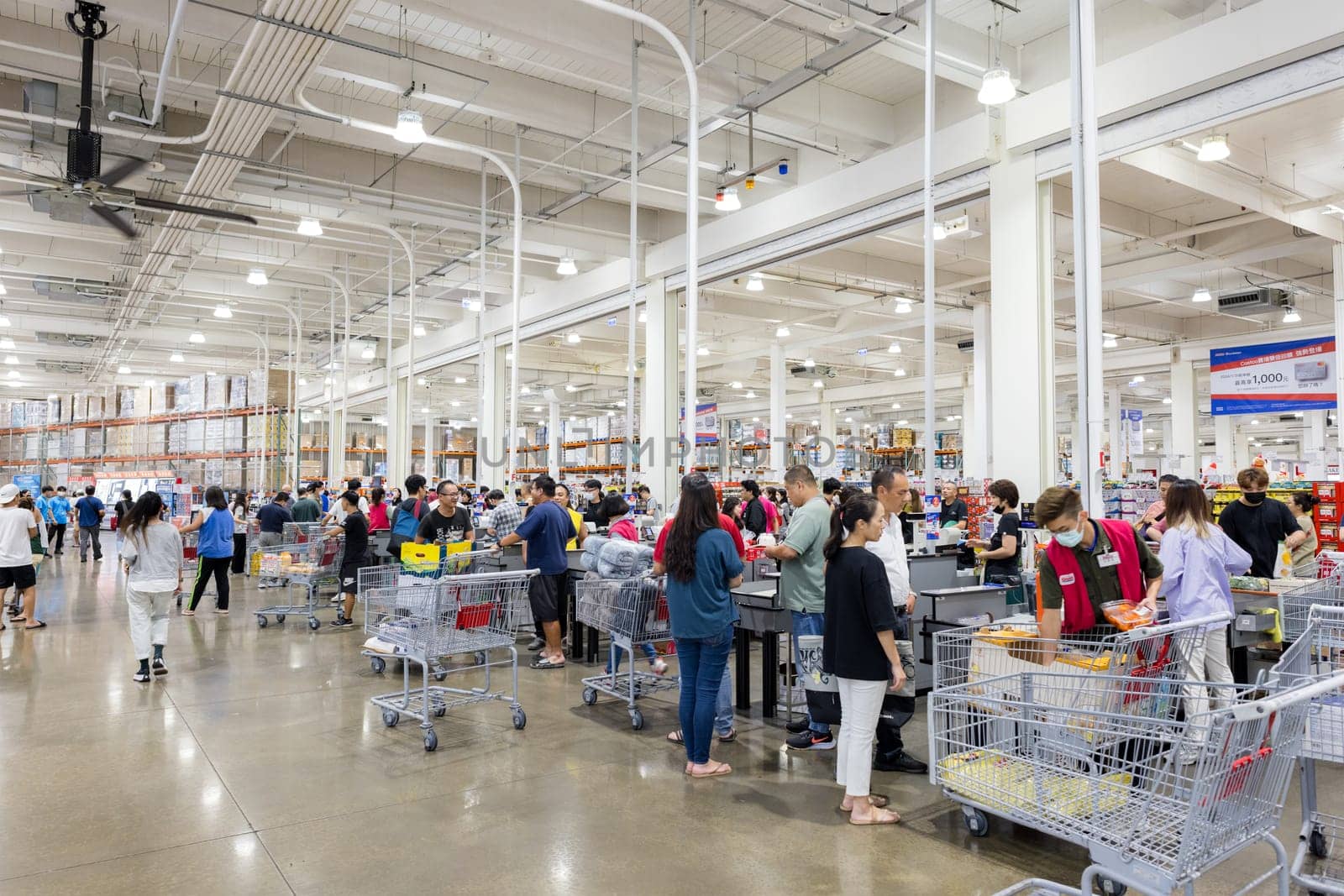 Taiwan 22 September 2023: Cashier in Costco Store