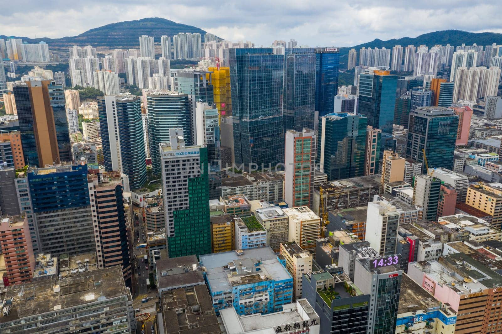 Kwun Tong, Hong Kong 02 June 2019: Top view of Hong Kong city