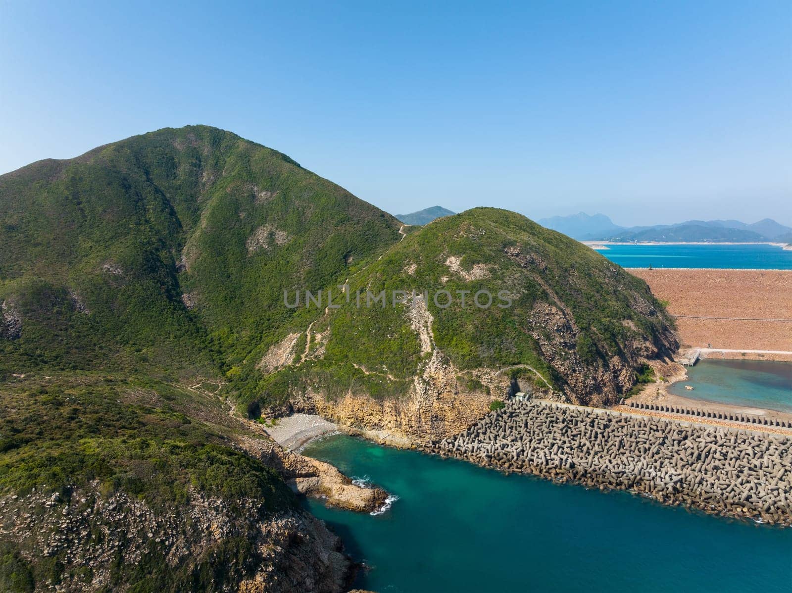 Top view of Hong Kong Sai kung high island reservoir