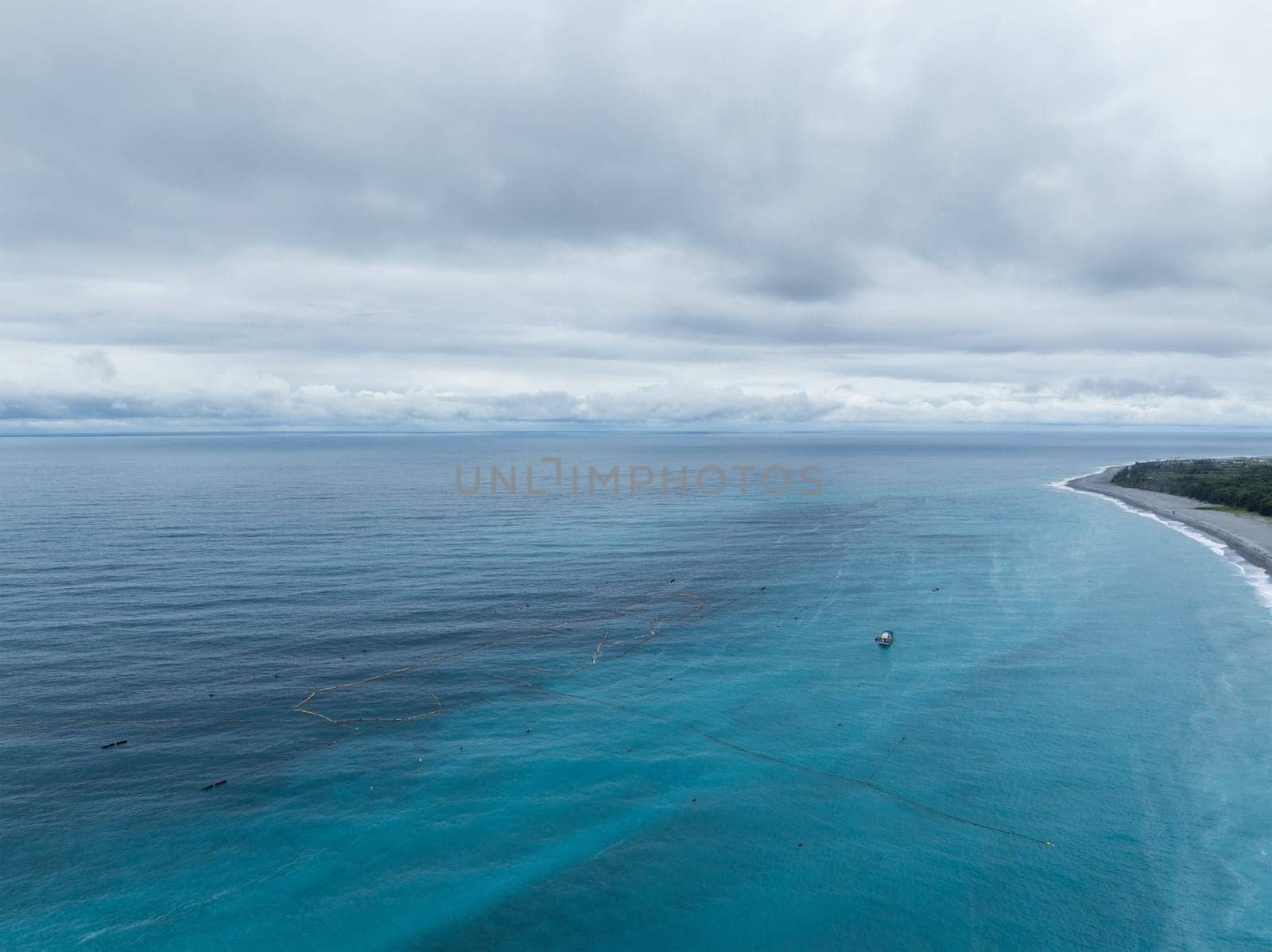 Drone fly over the Hualien sea coastline of Taiwan