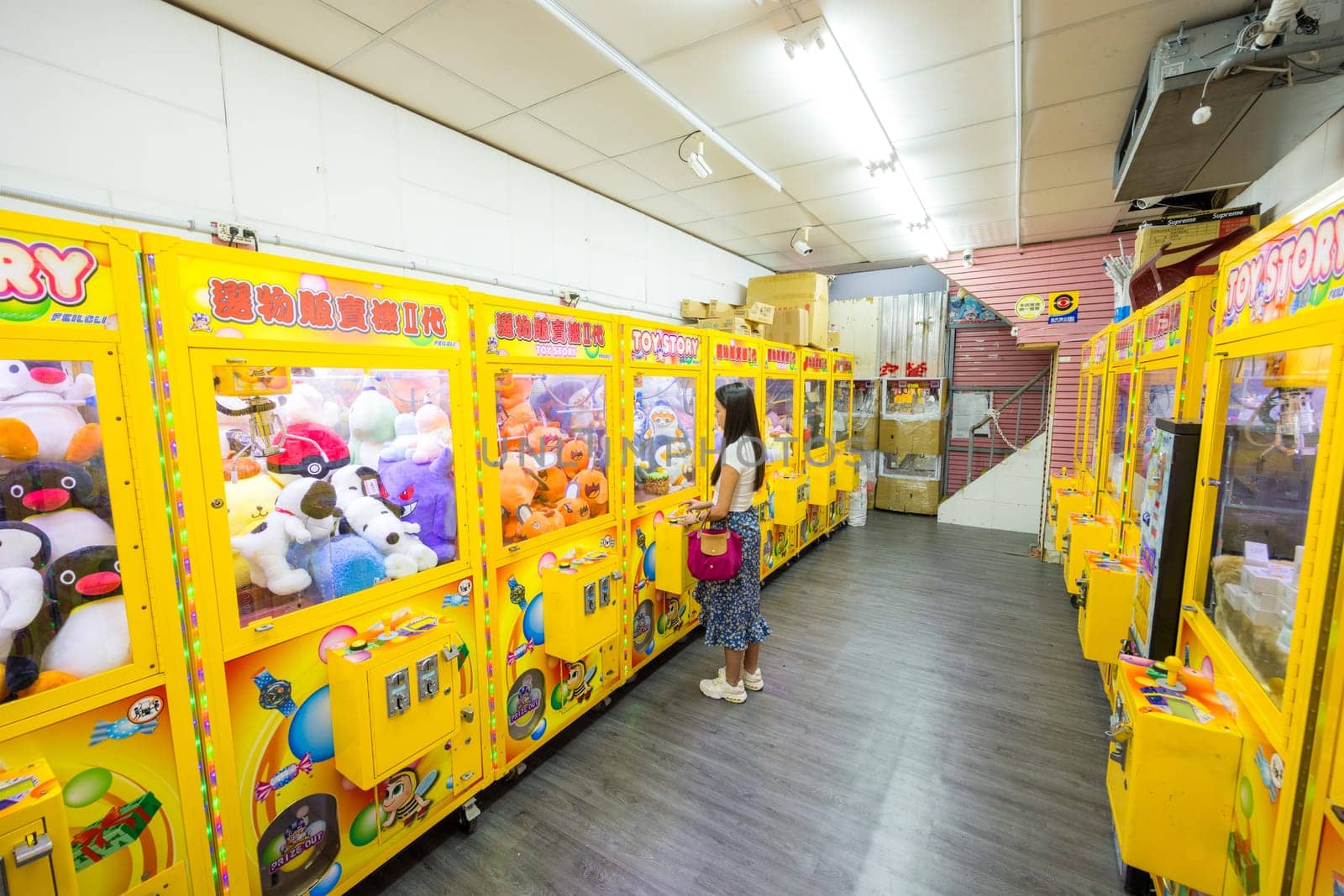 Taiwan 05 July 2023: Claw machine shop in taiwan