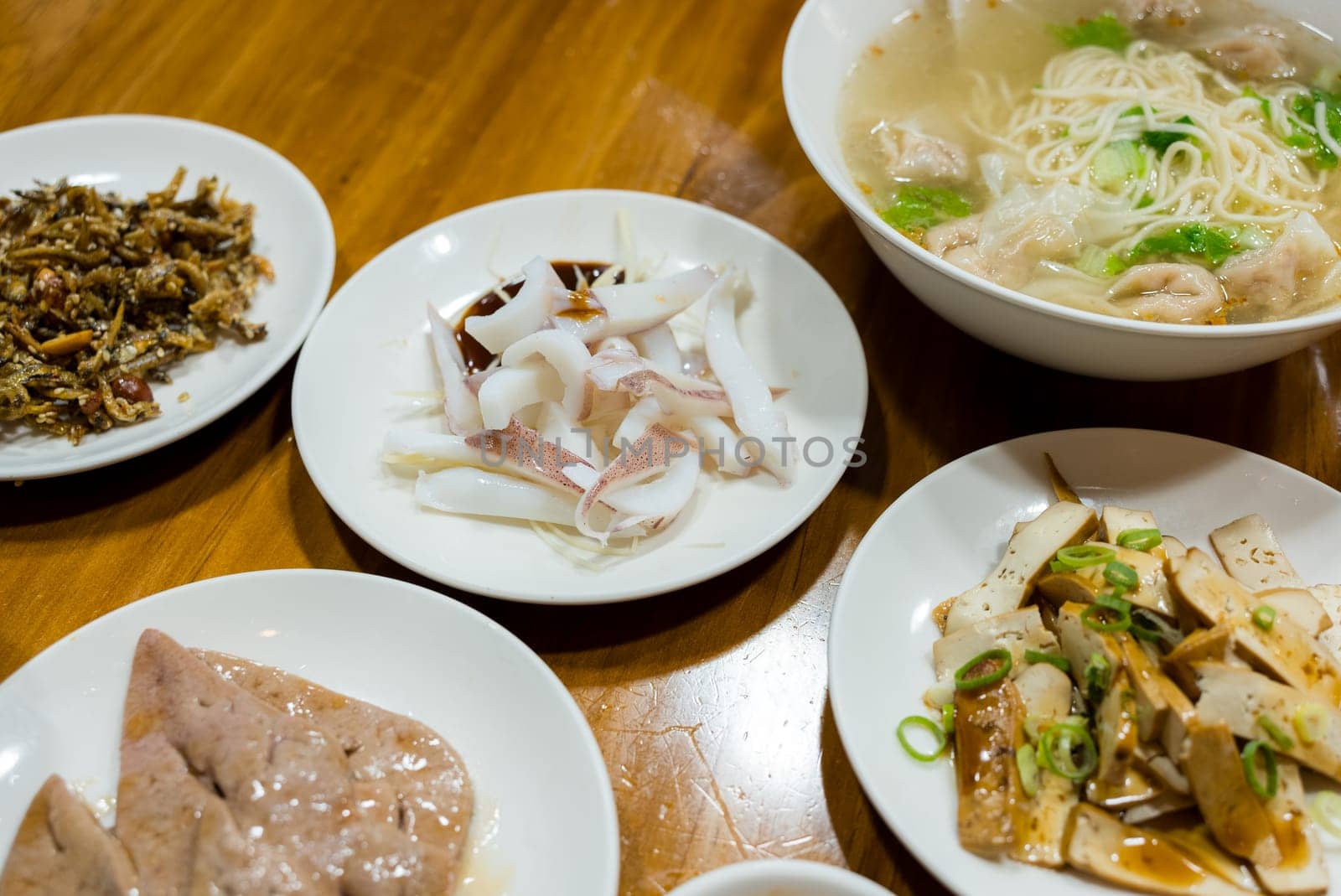 Taiwanese local food pork liver with on plate