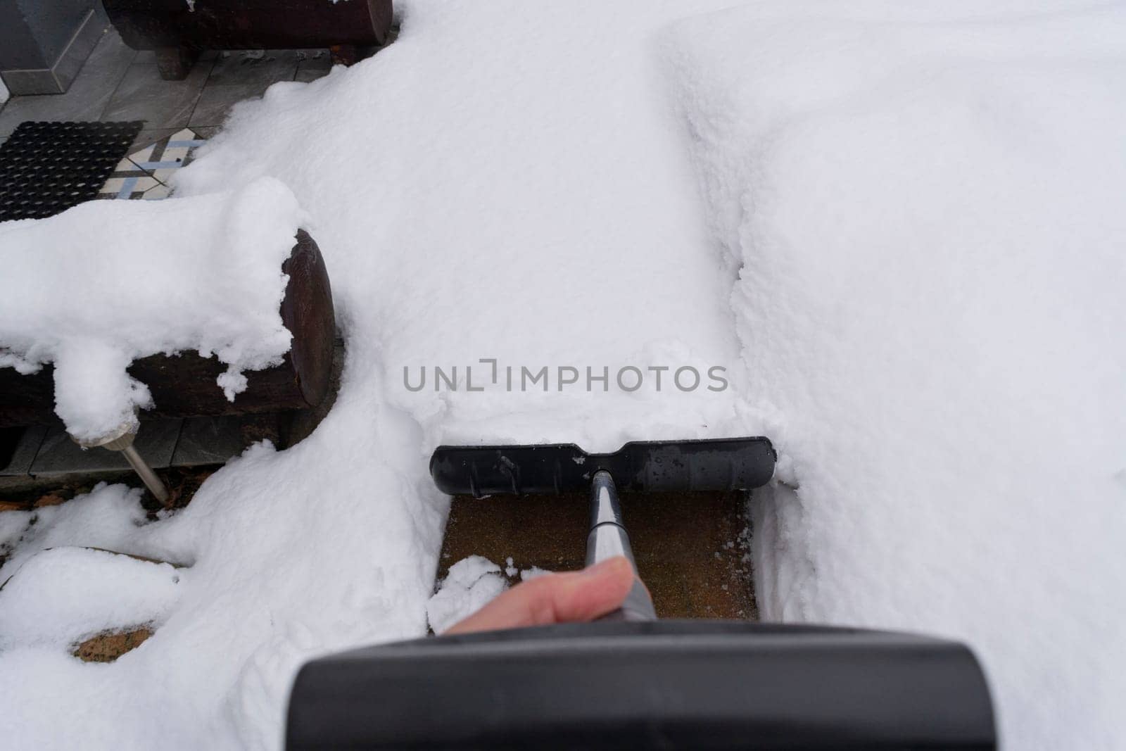 Winter germany outdoor nature snow. Snow shovel in the snow