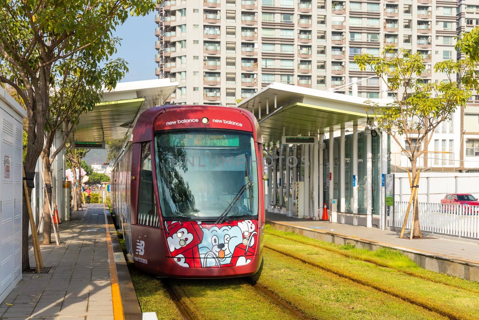 Taiwan, 02 February 2024: Circular light rail train in Kaohsiung of Taiwan