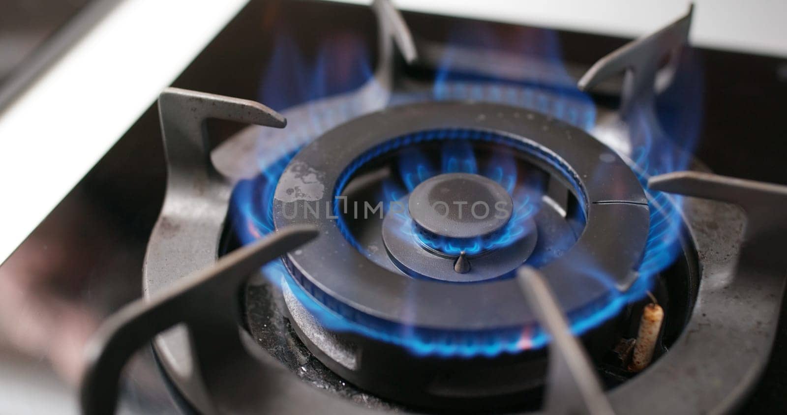Gas burning from a kitchen gas stove