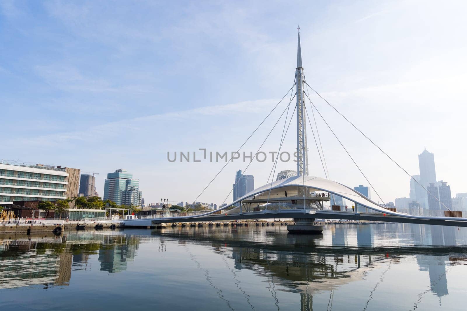 Taiwan, 02 February 2024: Scenery of the Great Harbor Bridge in the port of Kaohsiung in Taiwan