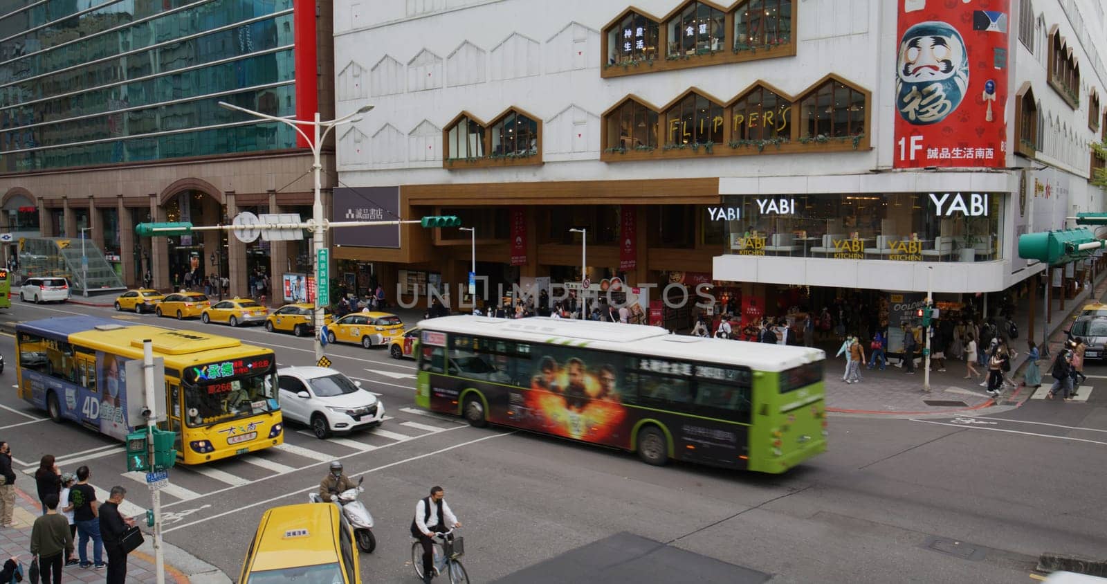 Taipei, Taiwan 30 March 2022: Taipei city street in Zhongshan district