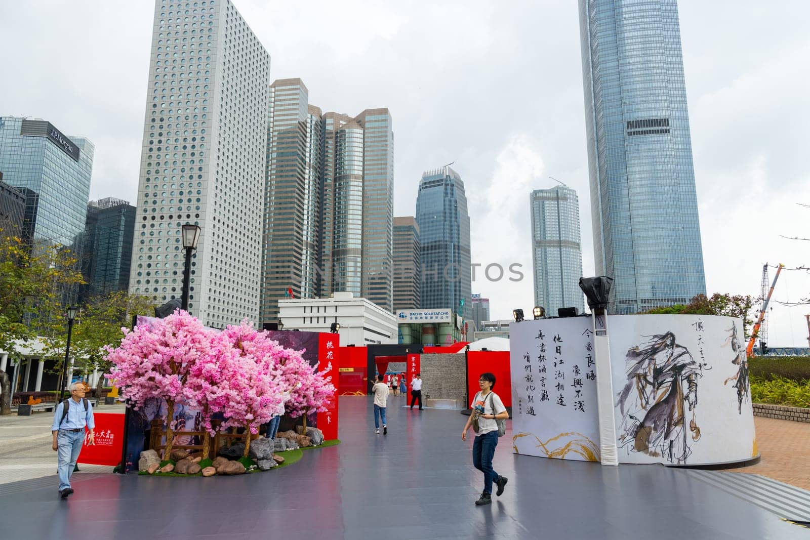 Hong Kong 05 April 2024: Jin Yong Centennial Memorial exhibition, Sculpted by Ren Zhe in Hong Kong city