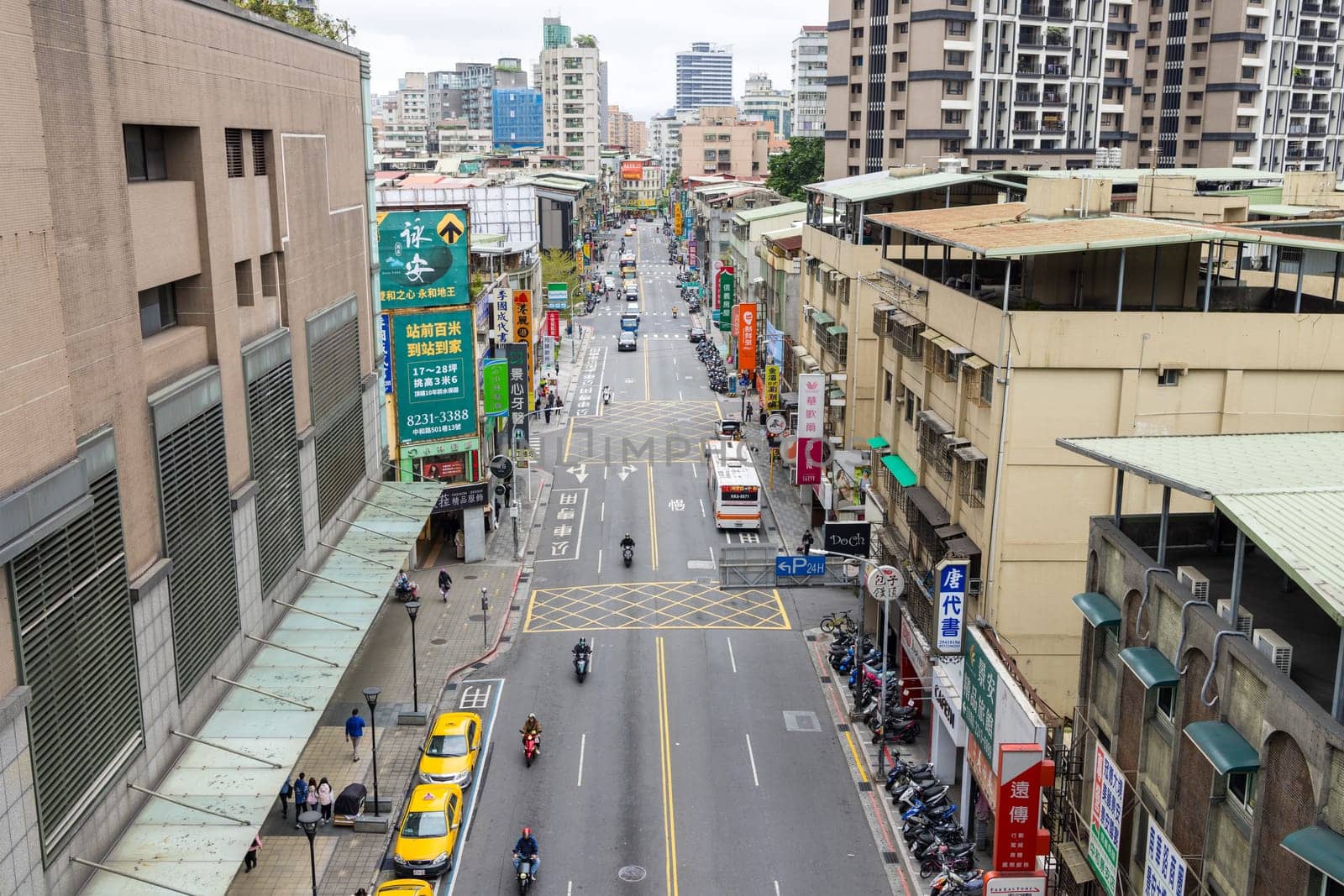Taiwan 05 February 2024: Taiwan city street in Zhonghe district