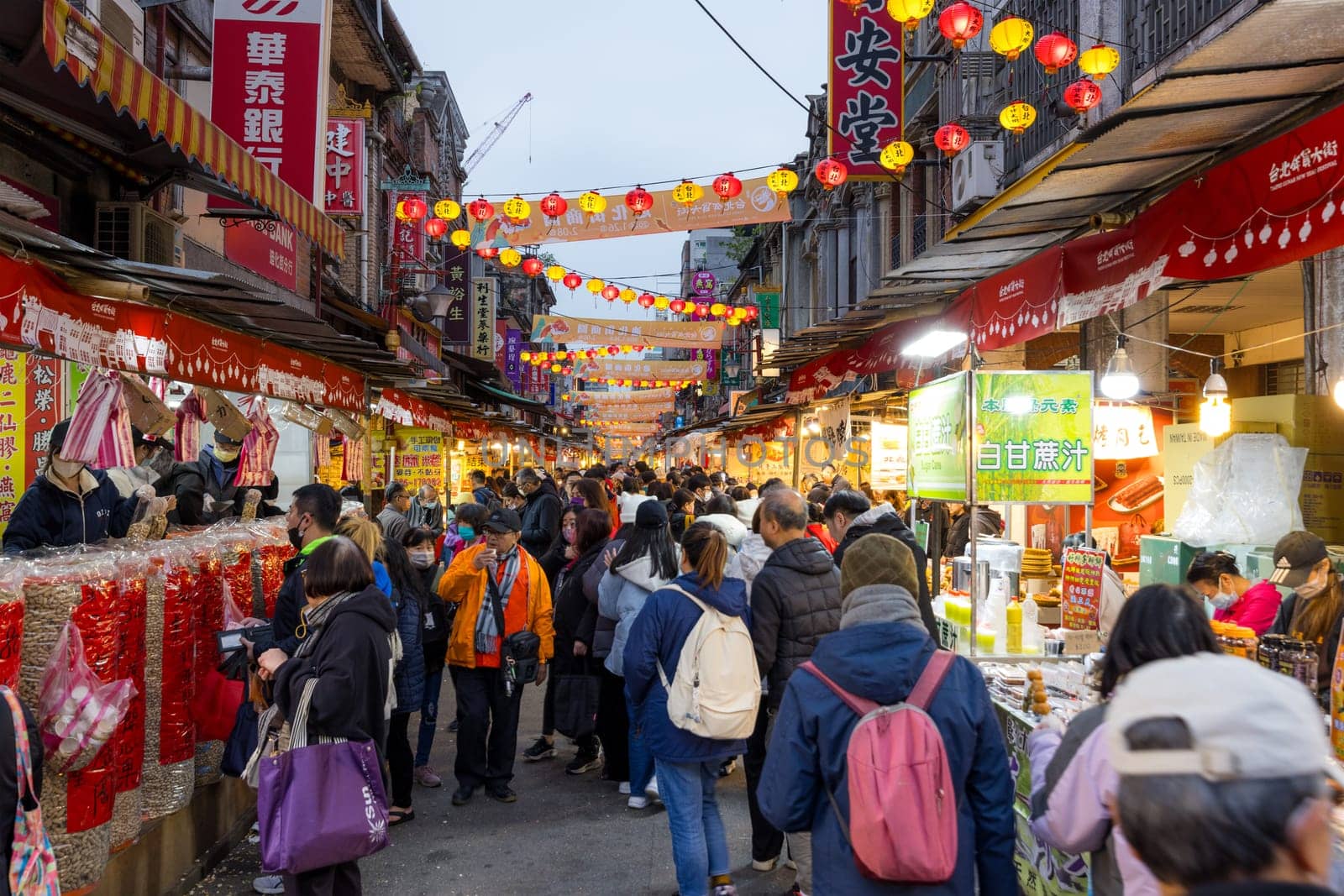 Taipei, Taiwan 26 January 2024: Lunar new year traditional market in Dihua street at Taipei City