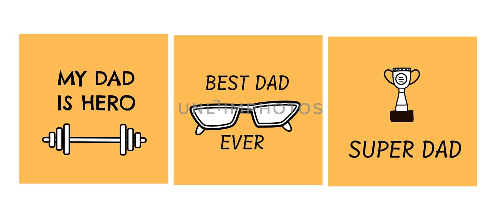 happy fathers day elements doodle design, celebration accessories message decoration party greeting card, banner, poster