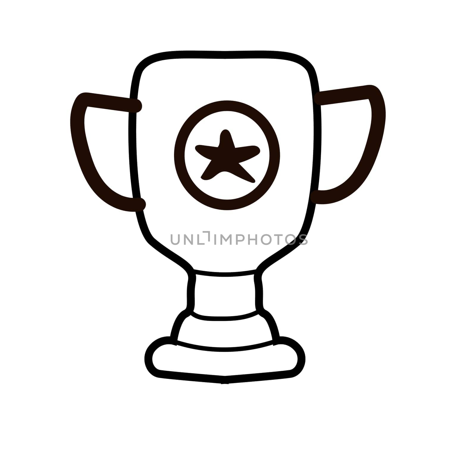 Award doodle hand drawn trophy. Winner award cup, champion medal, win certificate. Hand drawn doodle sketch success element