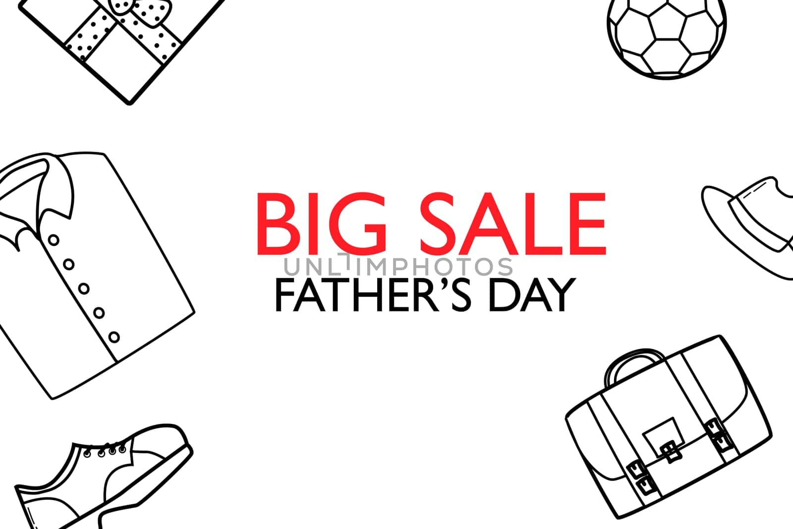 happy fathers day elements doodle design, celebration accessories banner sale